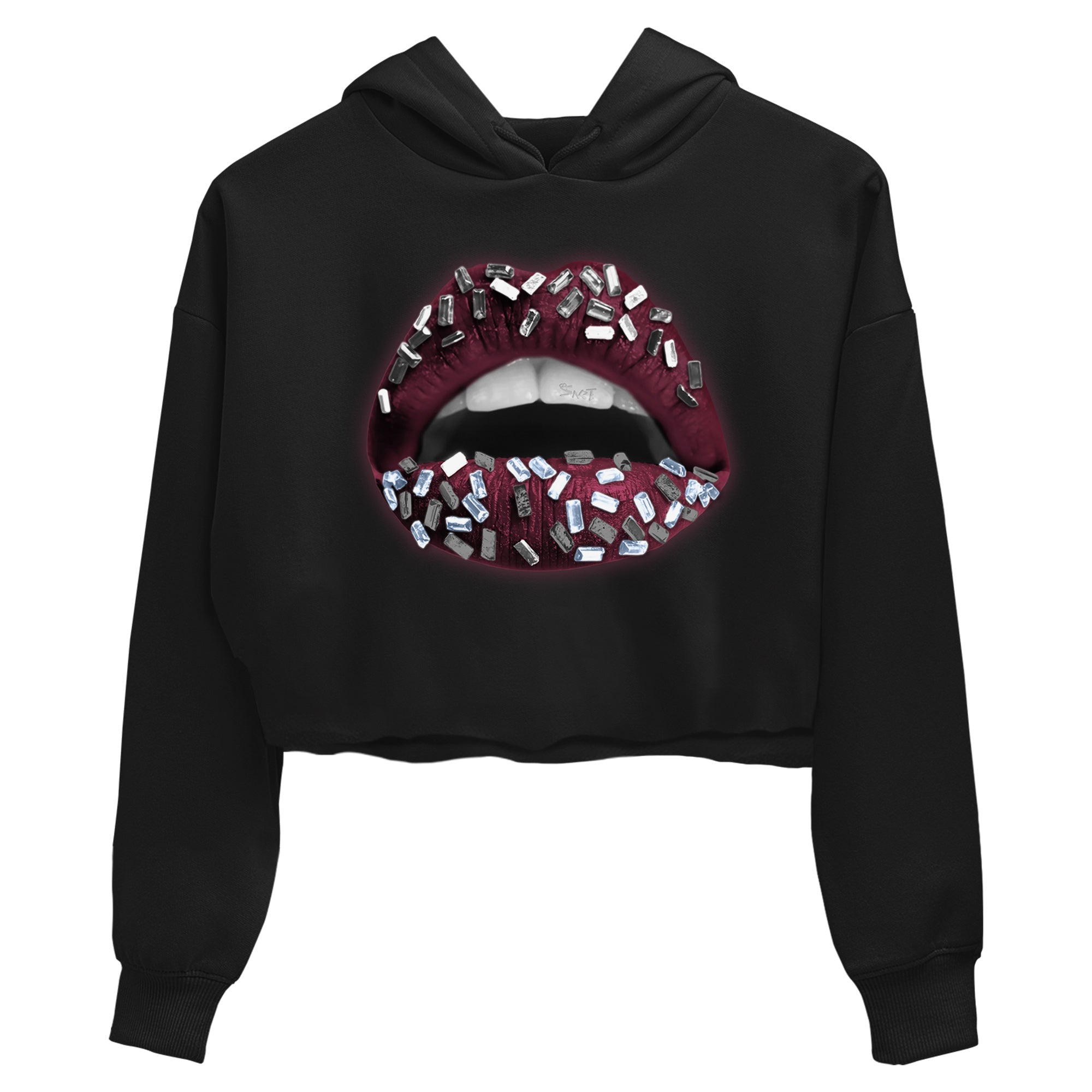 Air Jordan 5 Burgundy Sneaker Match Tees Lips Jewel Streetwear Sneaker Shirt AJ5 Burgundy Sneaker Release Tees Women's Shirts Black 2