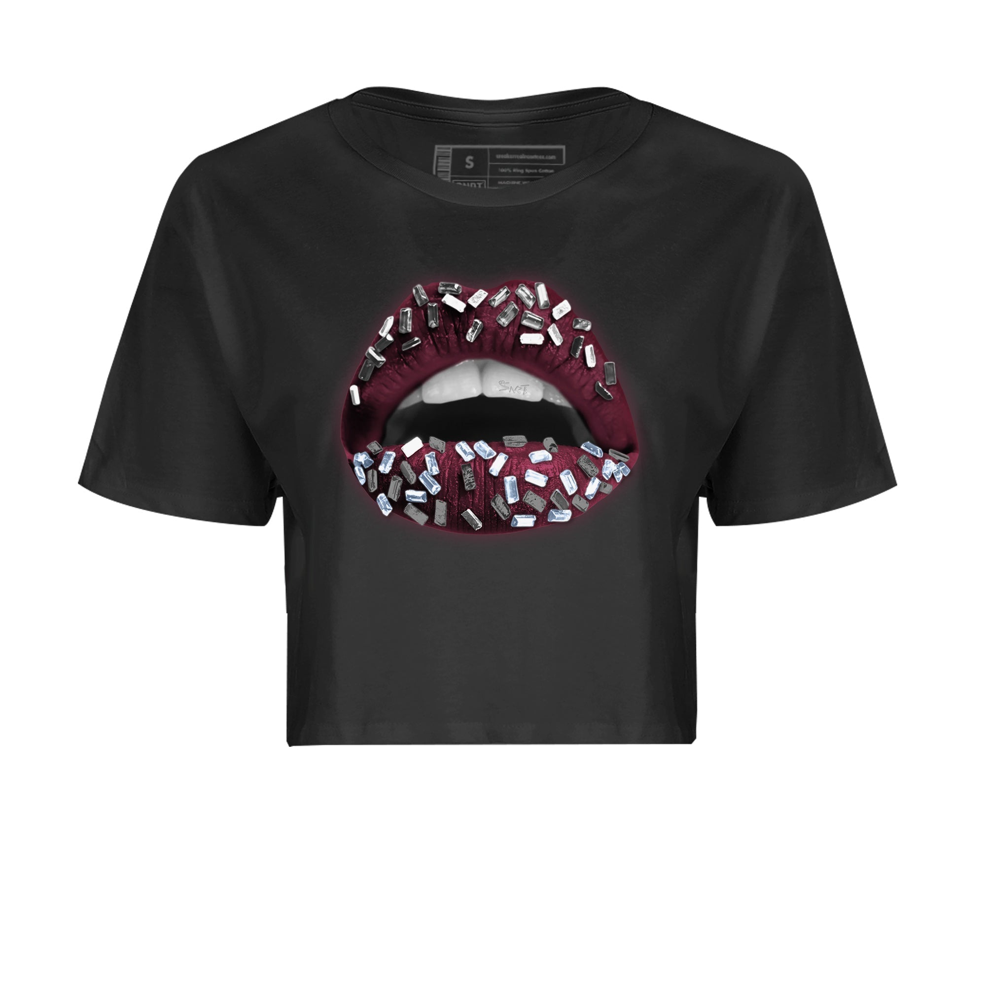 Air Jordan 5 Burgundy Sneaker Match Tees Lips Jewel Streetwear Sneaker Shirt AJ5 Burgundy Sneaker Release Tees Women's Shirts Black 2
