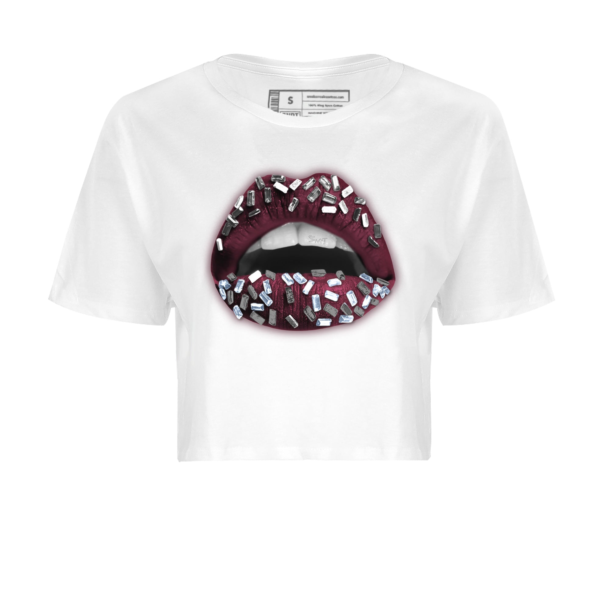 Air Jordan 5 Burgundy Sneaker Match Tees Lips Jewel Streetwear Sneaker Shirt AJ5 Burgundy Sneaker Release Tees Women's Shirts White 2