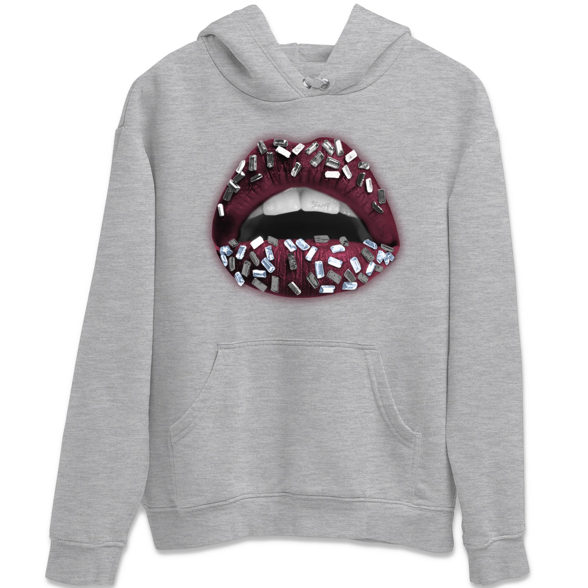 Air Jordan 5 Burgundy Sneaker Match Tees Lips Jewel Streetwear Sneaker Shirt AJ5 Burgundy Sneaker Release Tees Unisex Shirts Heather Grey 2