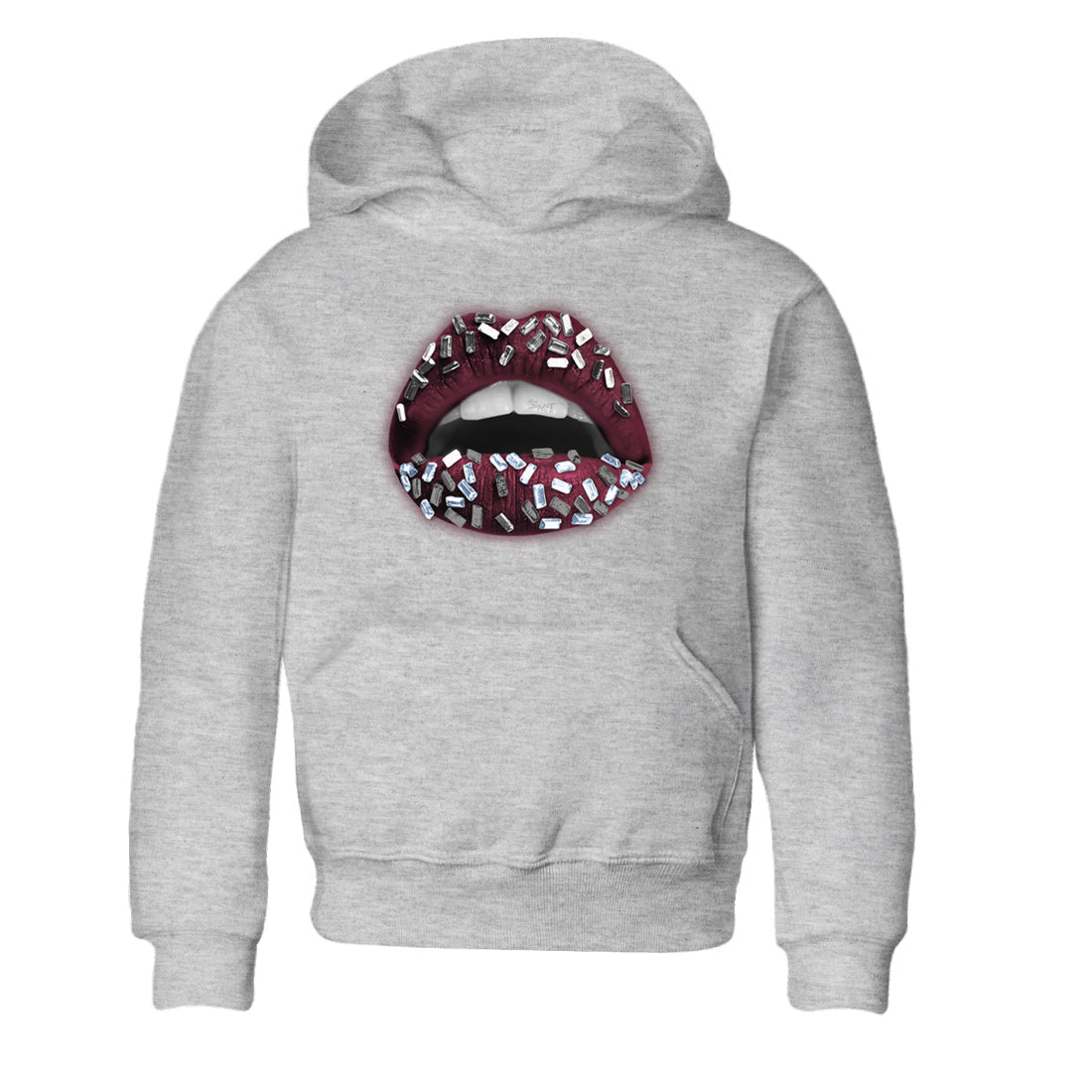 Air Jordan 5 Burgundy Sneaker Match Tees Lips Jewel Streetwear Sneaker Shirt AJ5 Burgundy Sneaker Release Tees Kids Shirts Heather Grey 2