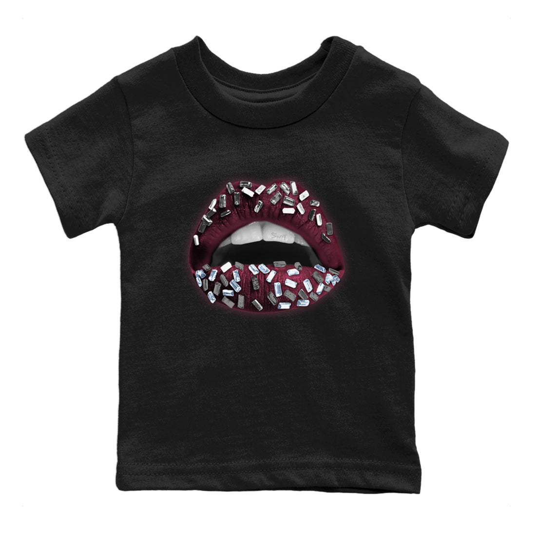 Air Jordan 5 Burgundy Sneaker Match Tees Lips Jewel Streetwear Sneaker Shirt AJ5 Burgundy Sneaker Release Tees Kids Shirts Black 2