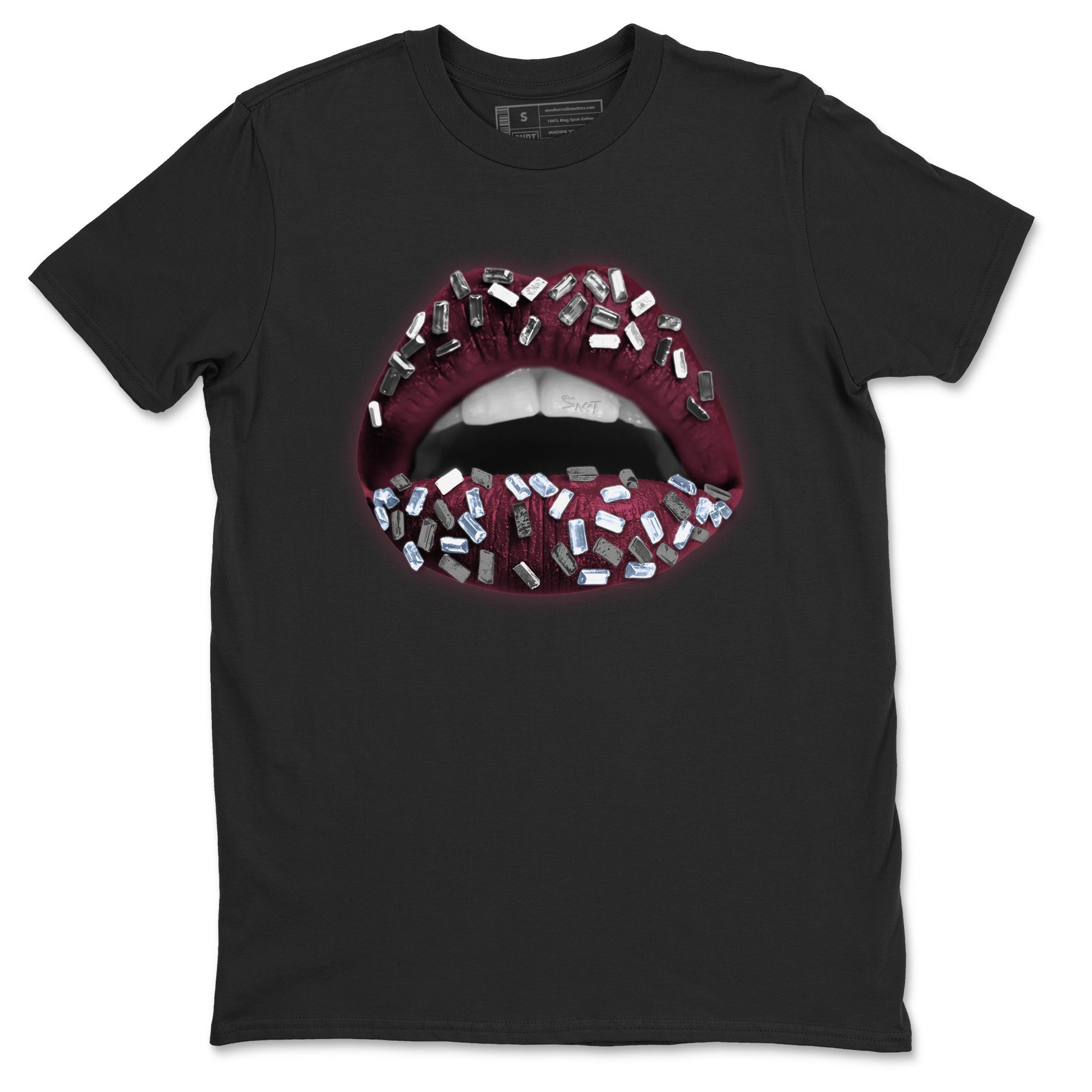 Air Jordan 5 Burgundy Sneaker Match Tees Lips Jewel Streetwear Sneaker Shirt AJ5 Burgundy Sneaker Release Tees Unisex Shirts Black 2