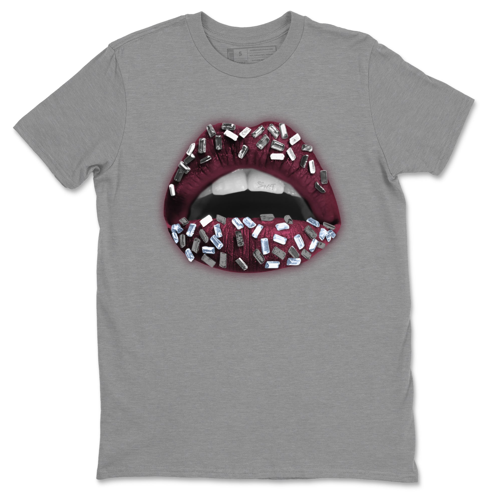 Air Jordan 5 Burgundy Sneaker Match Tees Lips Jewel Streetwear Sneaker Shirt AJ5 Burgundy Sneaker Release Tees Unisex Shirts Heather Grey 2
