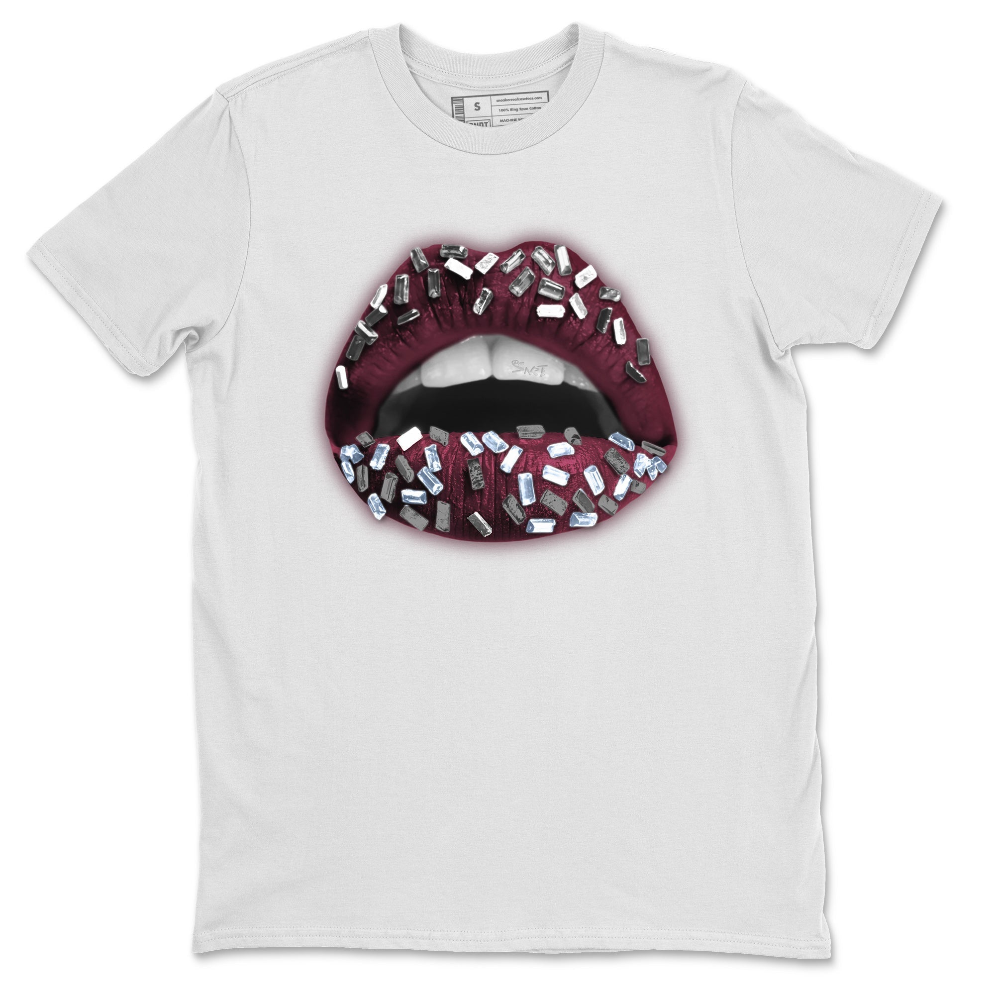 Air Jordan 5 Burgundy Sneaker Match Tees Lips Jewel Streetwear Sneaker Shirt AJ5 Burgundy Sneaker Release Tees Unisex Shirts White 2