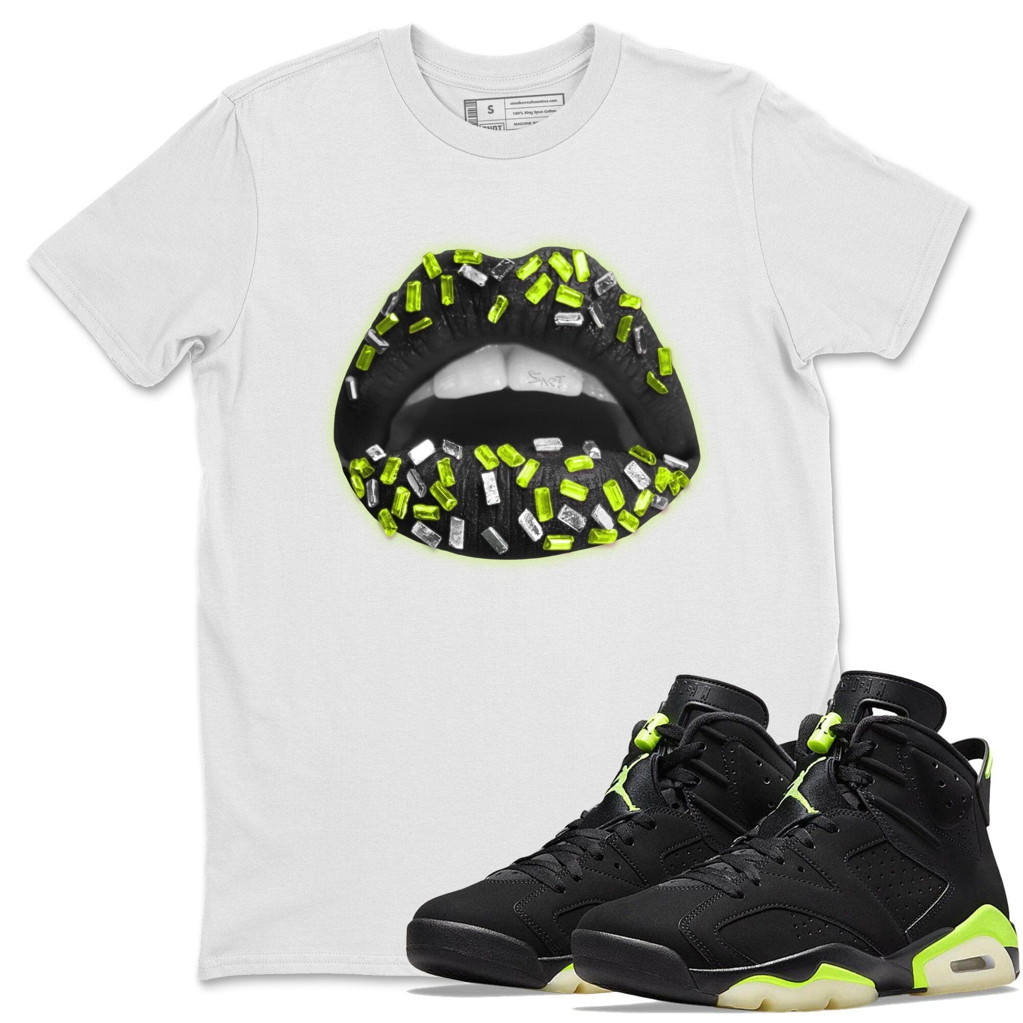 Jordan 6 Electric Green Shirt To Match Jordans Lips Jewel Sneaker Tees Jordan 6 Electric Green Drip Gear Zone Sneaker Matching Clothing Unisex Shirts