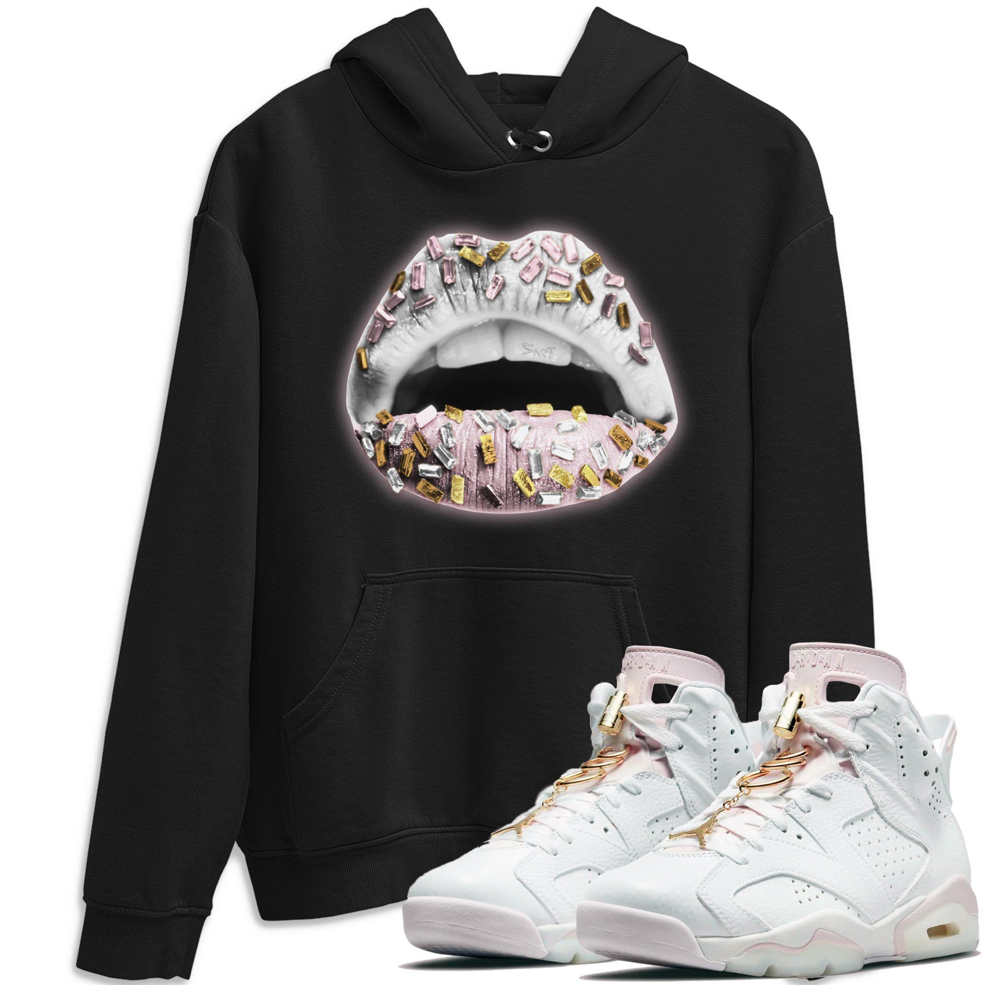 Jordan 6 Gold Hoops Shirt To Match Jordans Lips Jewel Sneaker Tees Jordan 6 Gold Hoops Drip Gear Zone Sneaker Matching Clothing Unisex Shirts