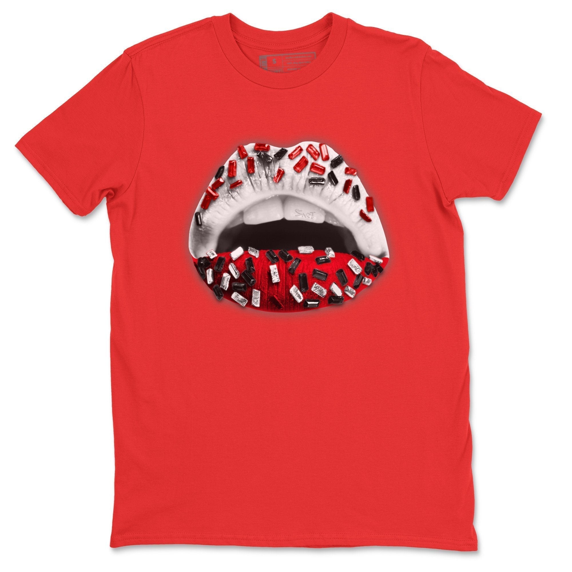 Jordan 1 Chicago Sneaker Matching T-Shirt Lips Jewel Sneaker Tees Jordan 1 Chicago Sneaker Release Tees Crew Neck Tees