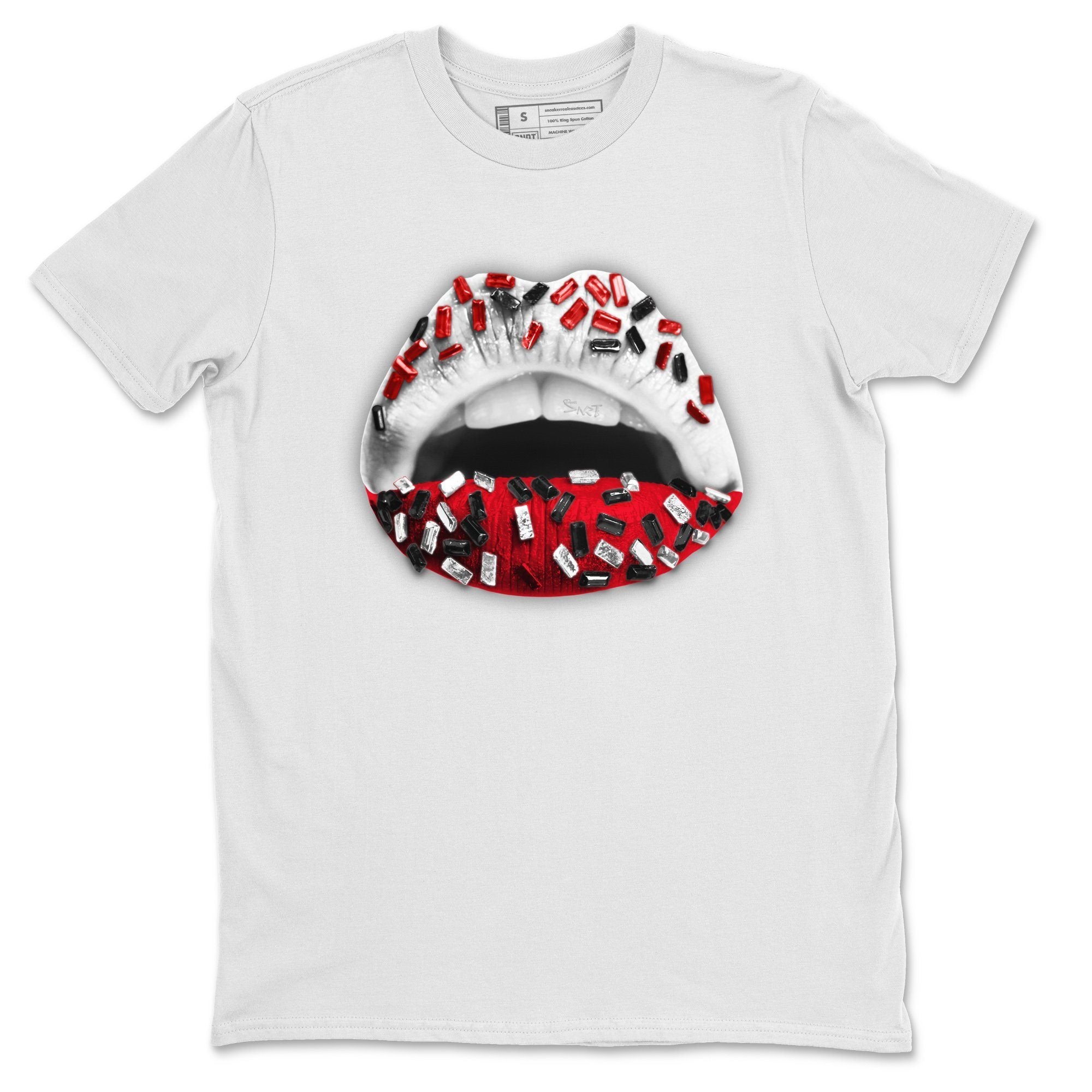 Jordan 1 Chicago Sneaker Matching T-Shirt Lips Jewel Sneaker Tees Jordan 1 Chicago Sneaker Release Tees Crew Neck Tees
