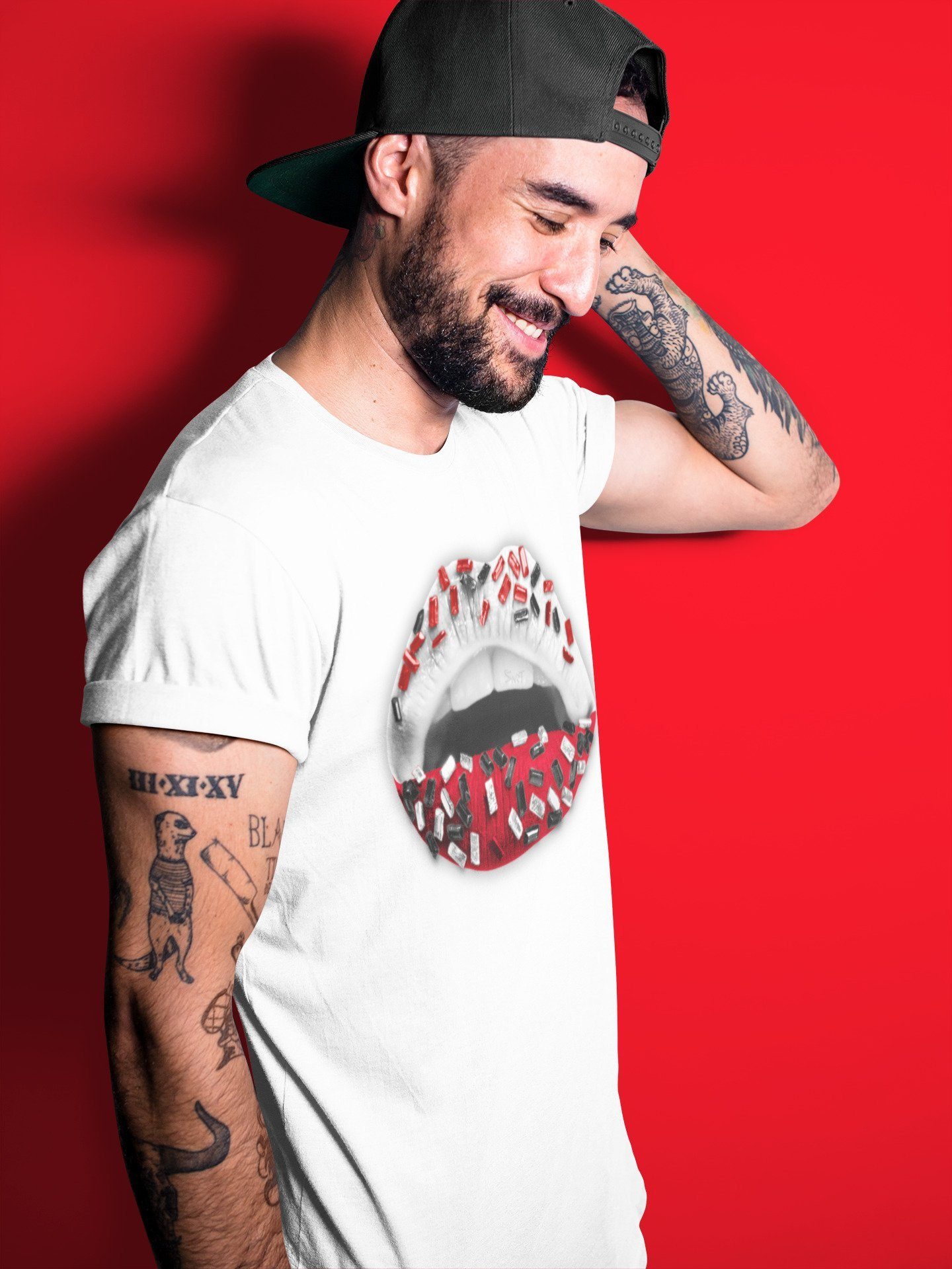 Jordan 1 Chicago Sneaker Matching T-Shirt Lips Jewel Sneaker Tees Jordan 1 Chicago Sneaker Release Tees Crew Neck Tees