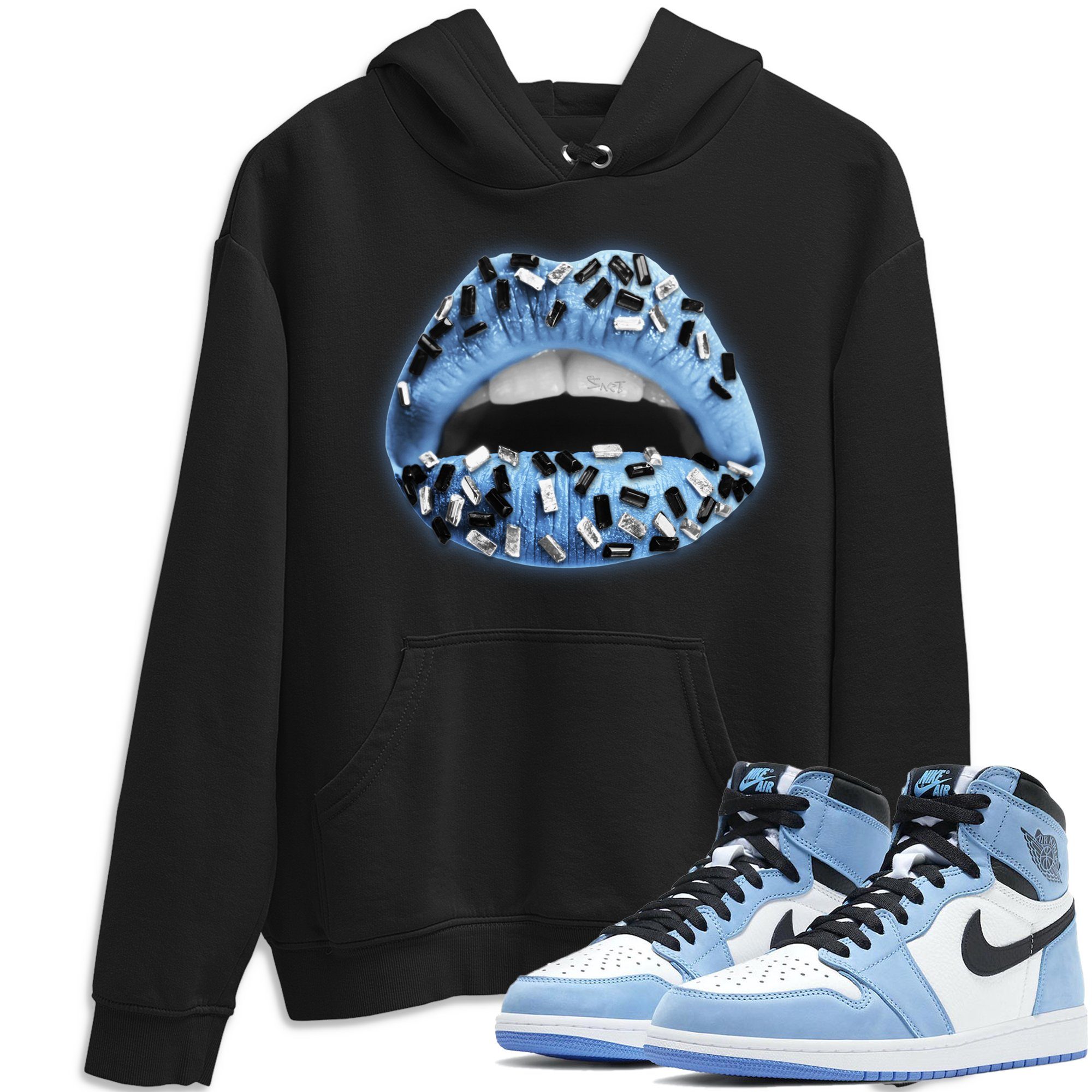 Jordan 1 University Blue Shirt To Match Jordans Lips Jewel Sneaker Tees Jordan 1 University Blue Drip Gear Zone Sneaker Matching Clothing Unisex Shirts