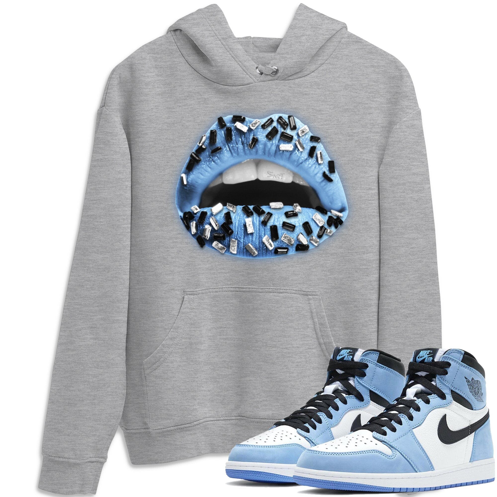Jordan 1 University Blue Shirt To Match Jordans Lips Jewel Sneaker Tees Jordan 1 University Blue Drip Gear Zone Sneaker Matching Clothing Unisex Shirts