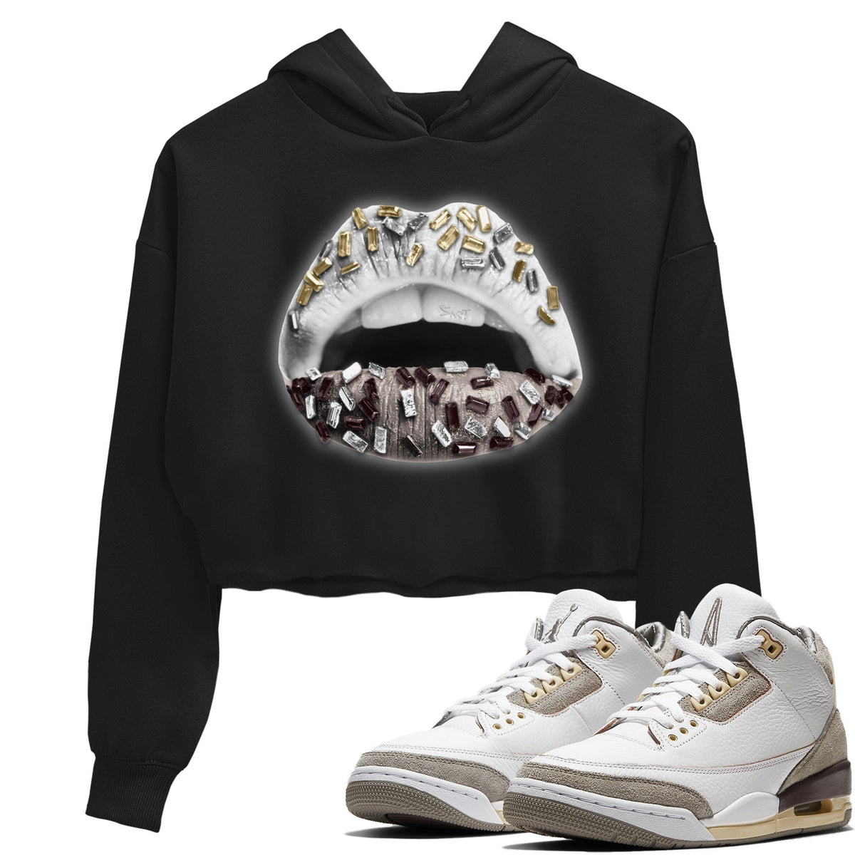 Jordan 3 A Ma Maniere Sneaker Matching T-Shirt Lips Jewel Sneaker Tees Jordan 3 A Ma Maniere Sneaker Release Tees Women's Shirts