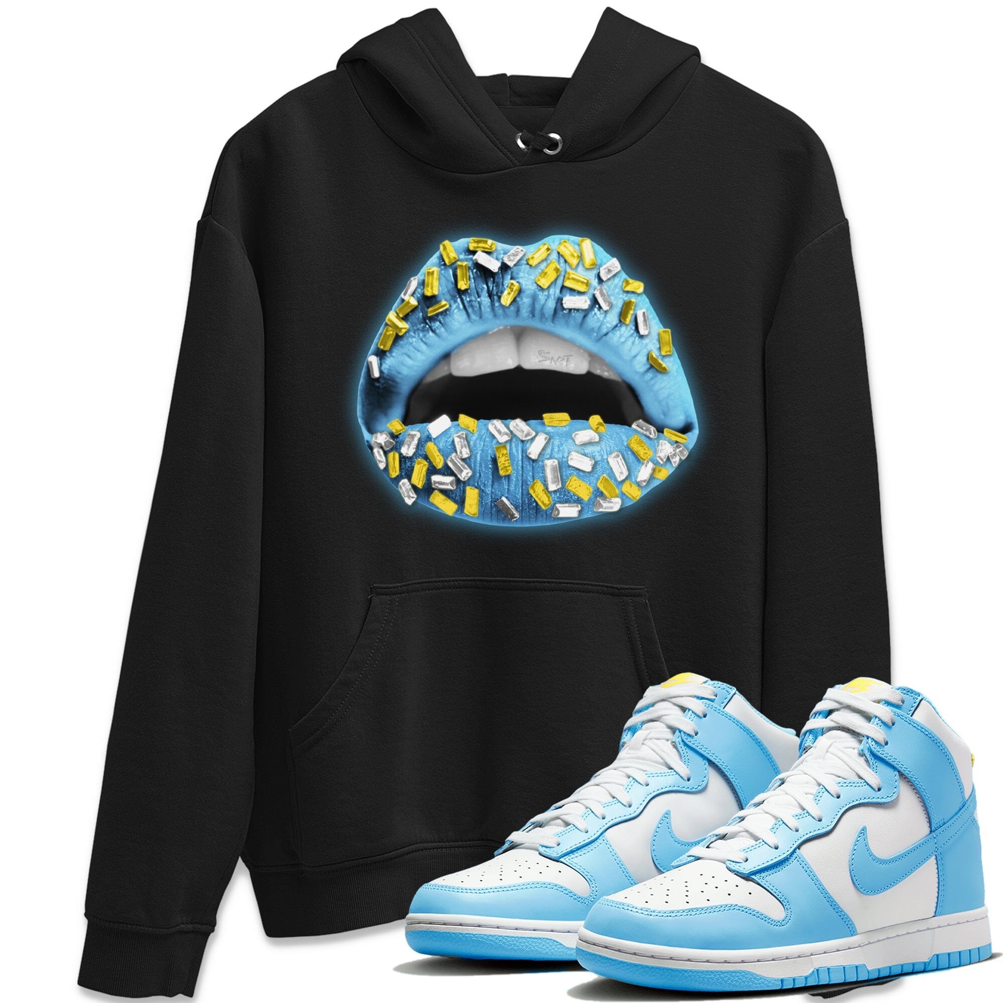 Dunk Blue Chill Sneaker Match Tees Lips Jewel Sneaker Tees Dunk Blue Chill Jordan to match sneaker T-Shirt Crew Neck Shirts