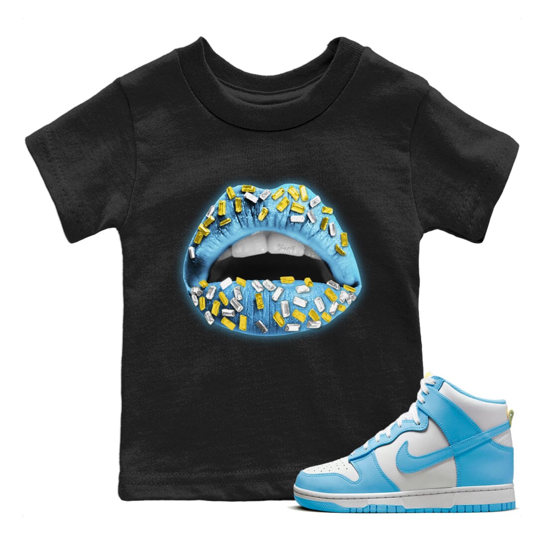 Dunk Blue Chill Sneaker Match Tees Lips Jewel Sneaker Tees Dunk Blue Chill Jordan to match sneaker T-Shirt Kids Shirts