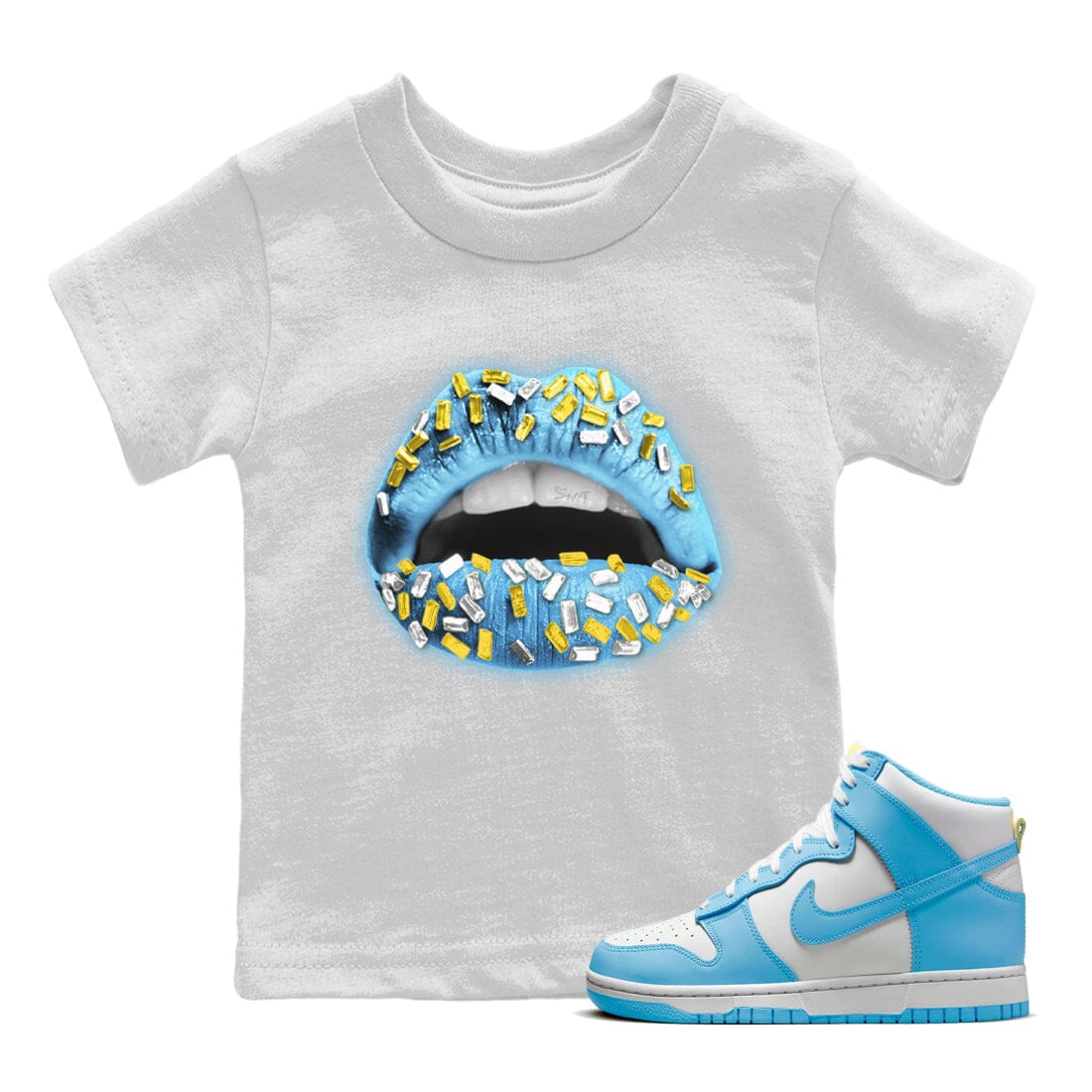 Dunk Blue Chill Sneaker Match Tees Lips Jewel Sneaker Tees Dunk Blue Chill Jordan to match sneaker T-Shirt Kids Shirts