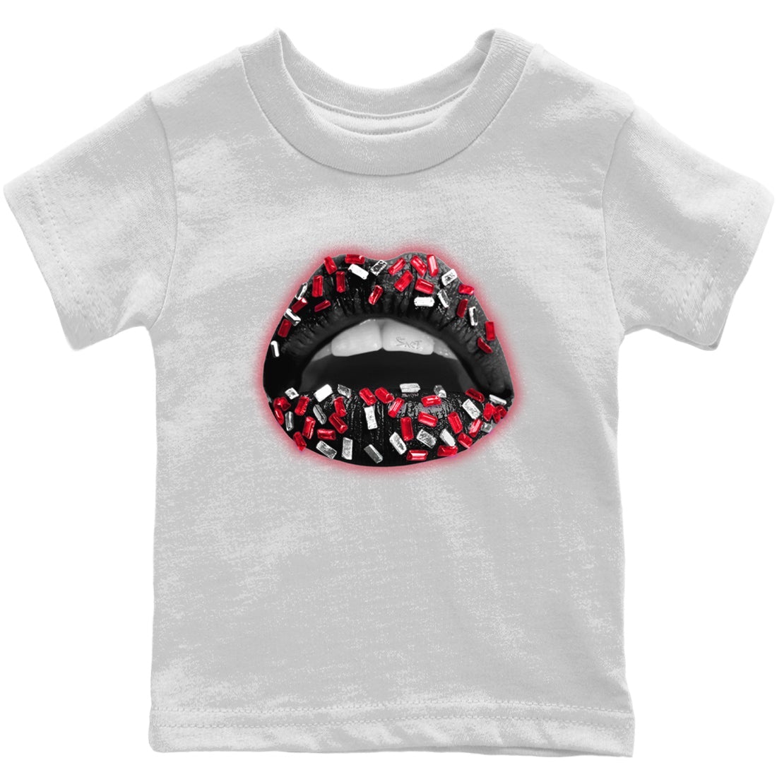 Jordan 1 Bred Patent Sneaker Matching T-Shirt Lips Jewel Sneaker Tees Jordan 1 Bred Patent Sneaker Release Tees Kids Shirts