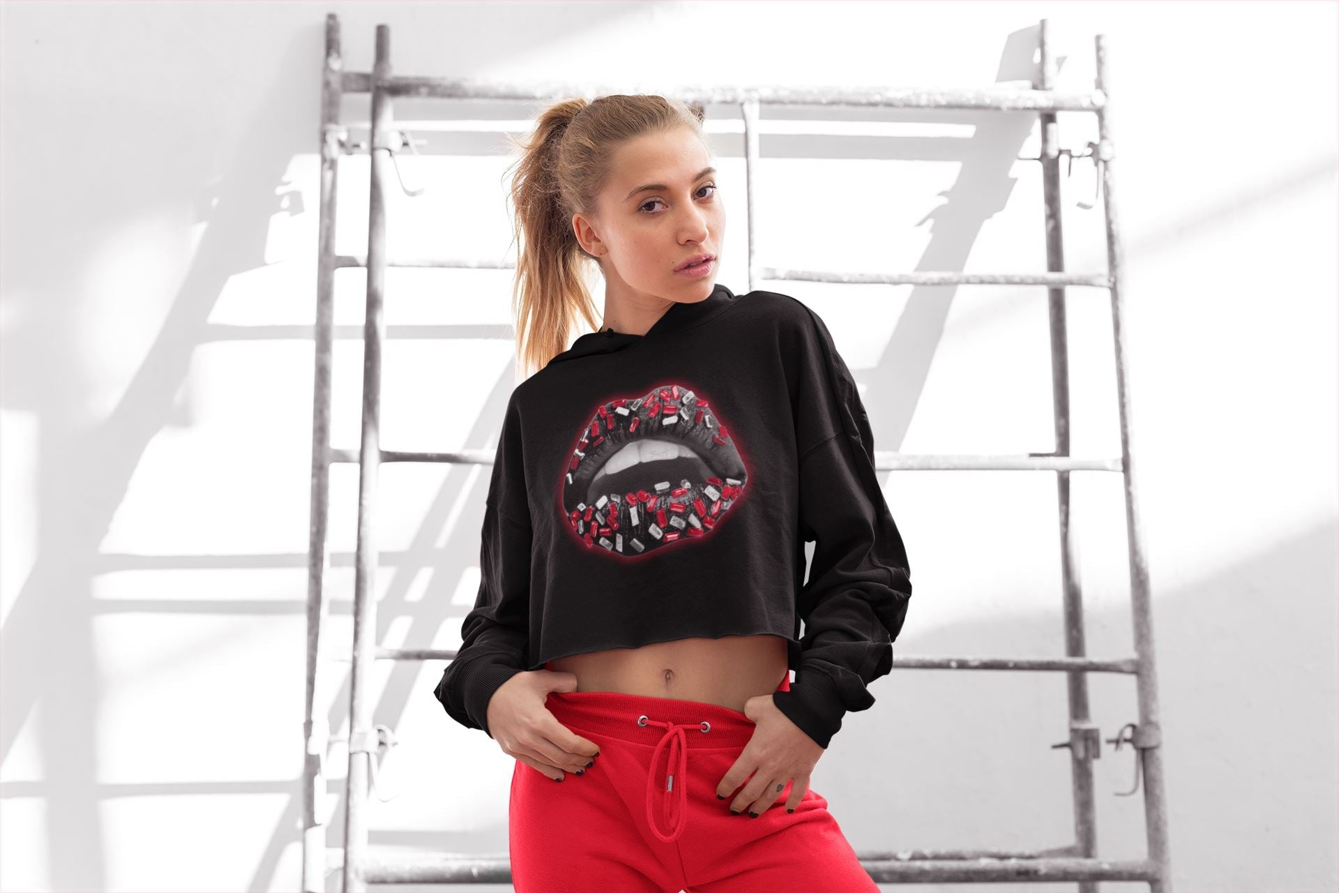 Jordan 1 Bred Patent Sneaker Matching T-Shirt Lips Jewel Sneaker Tees Jordan 1 Bred Patent Sneaker Release Tees Women's Shirts
