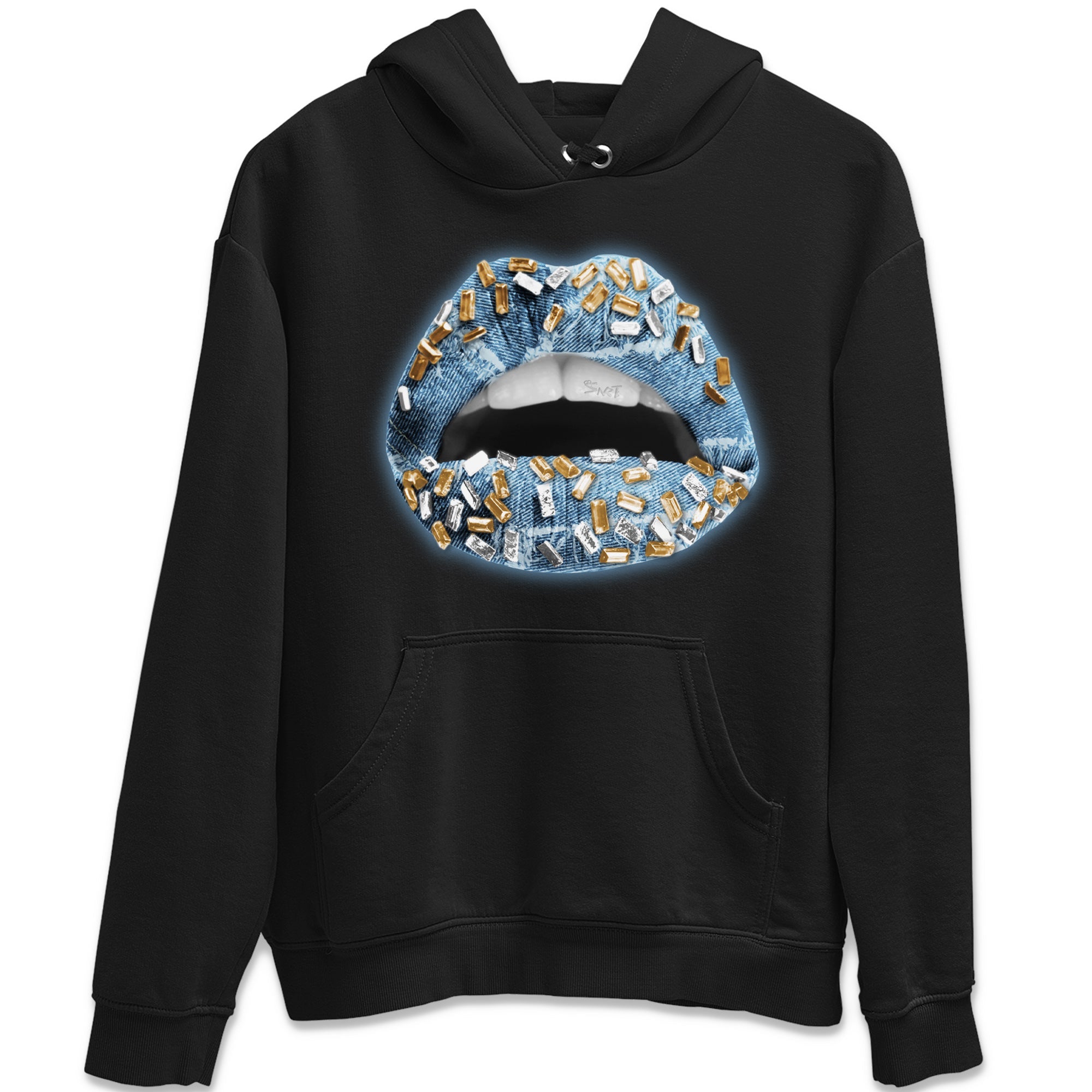 Jordan 1 Denim Sneaker Matching T-Shirt Lips Jewel Sneaker Tees Jordan 1 Denim Sneaker Release Tees Crew Neck Tees