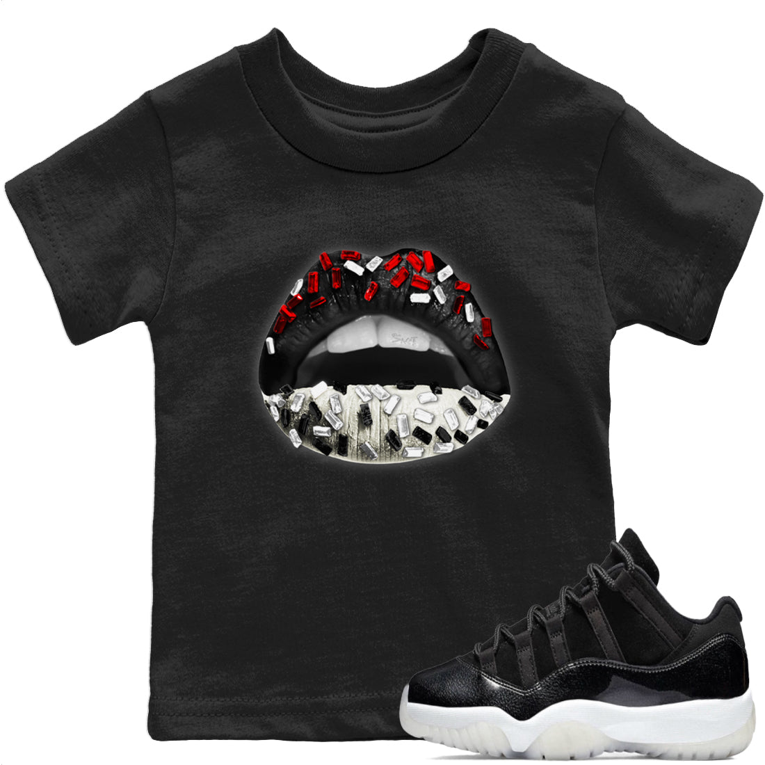 Jordan 11 72-10 Sneaker Matching T-Shirt Lips Jewel Sneaker Tees Jordan 11 72-10 Sneaker Release Tees Kids Shirts