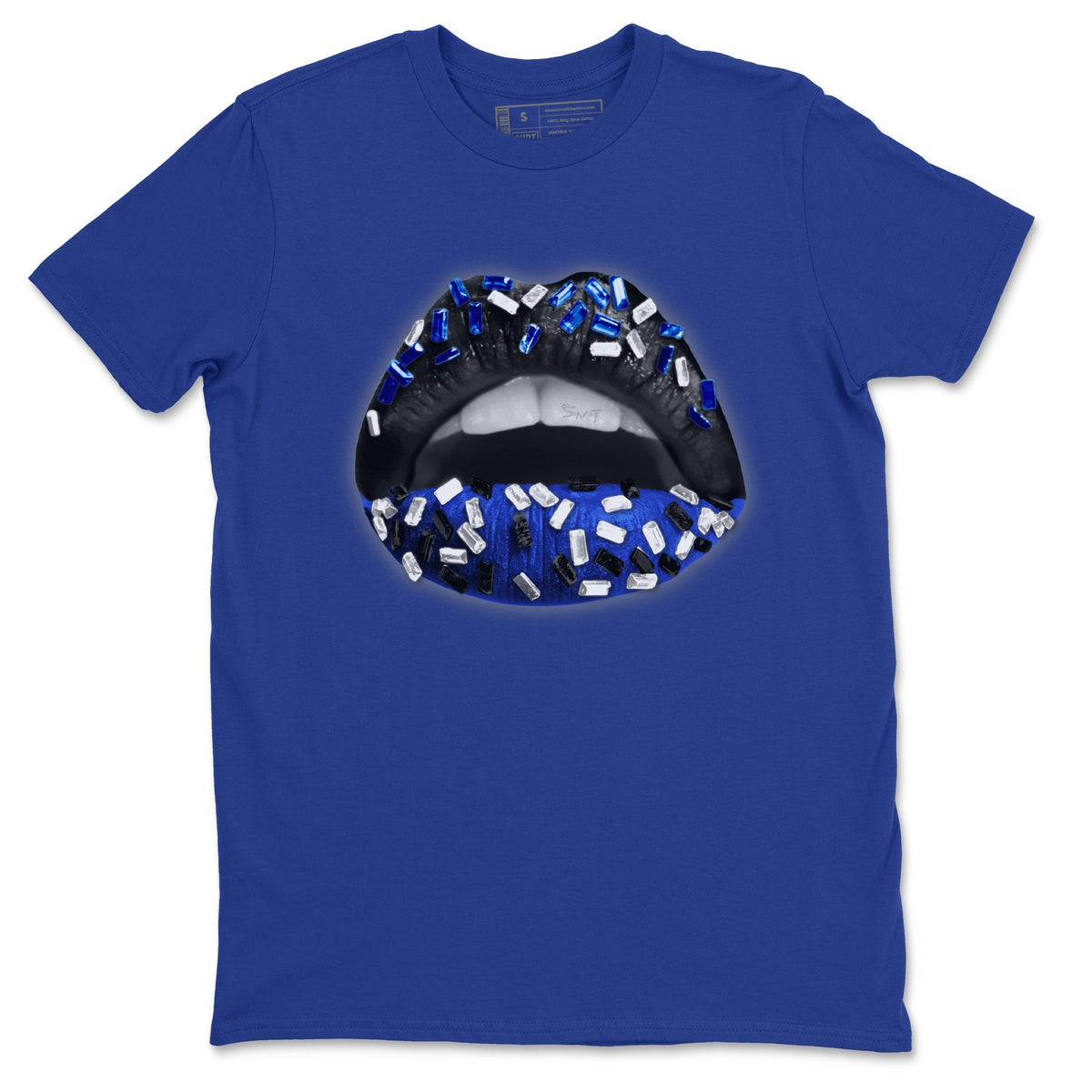 Jordan 12 Hyper Royal Sneaker Matching T-Shirt Lips Jewel Sneaker Tees Jordan 12 Hyper Royal Sneaker Release Tees Crew Neck Tees