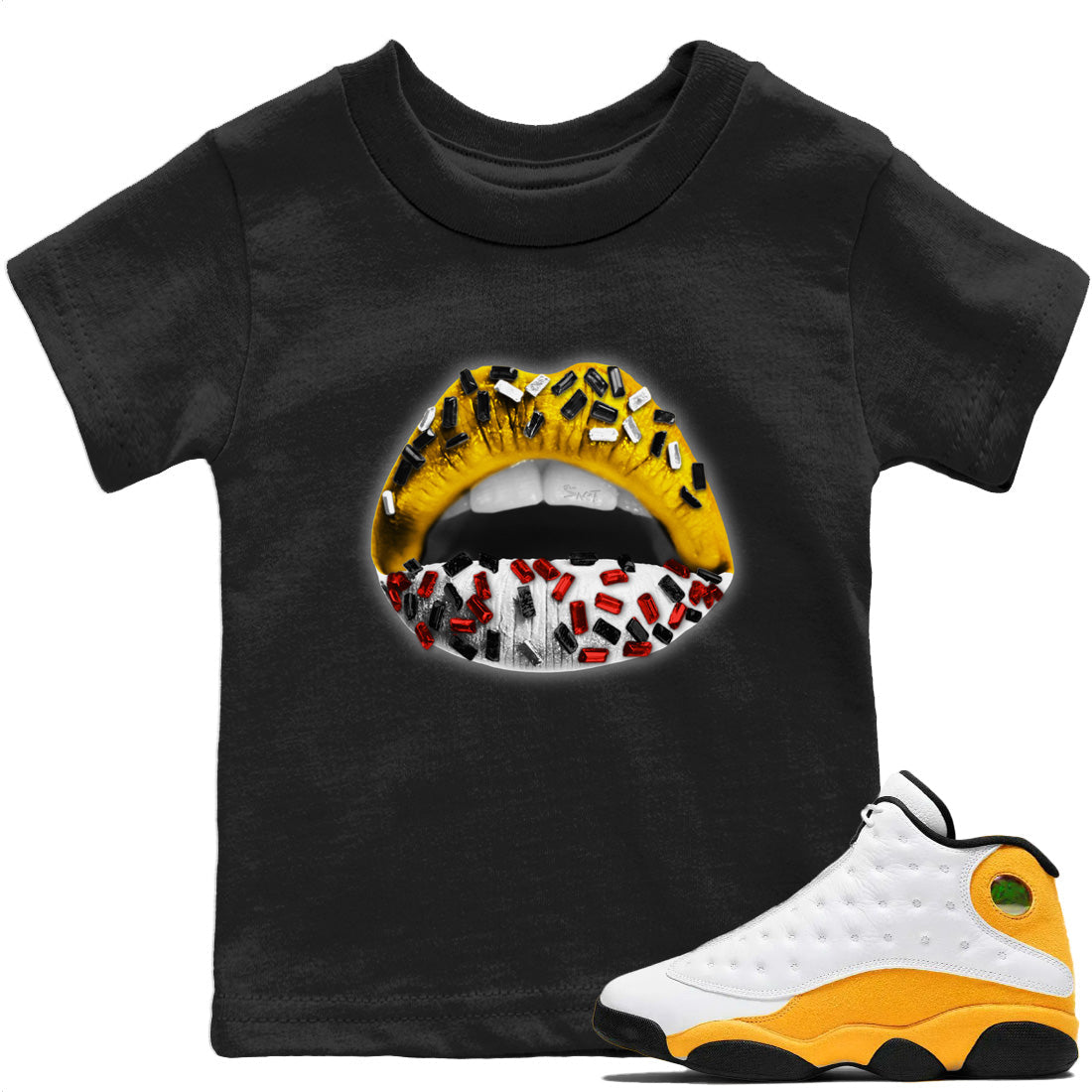 Jordan 13 Del Sol Sneaker Matching T-Shirt Lips Jewel Sneaker Tees Jordan 13 Del Sol Sneaker Release Tees Kids Shirts