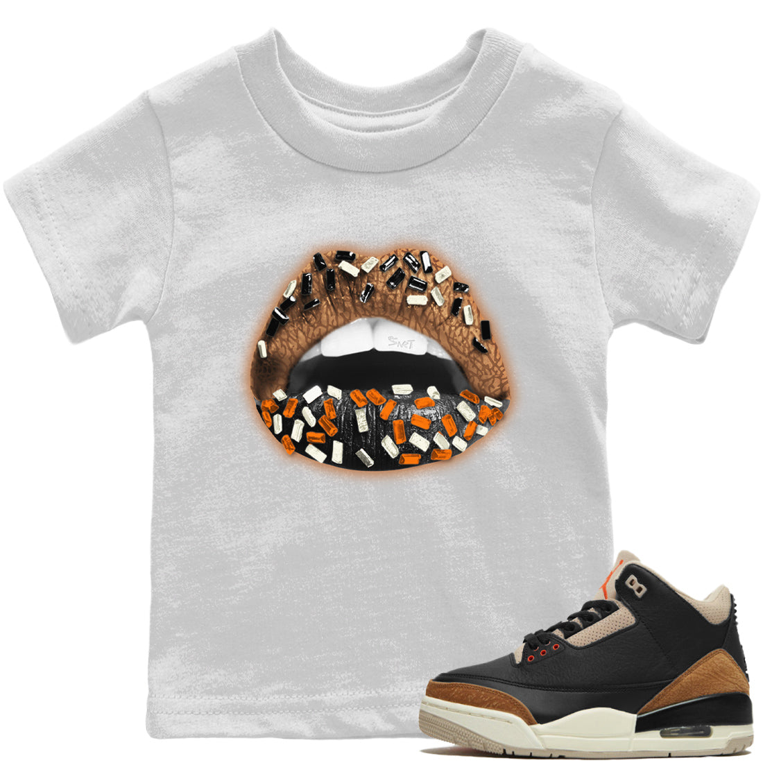 Jordan 3 Desert Elephant Sneaker Matching T-Shirt Lips Jewel Sneaker Tees Jordan 3 Desert Elephant Sneaker Release Tees Kids Shirts