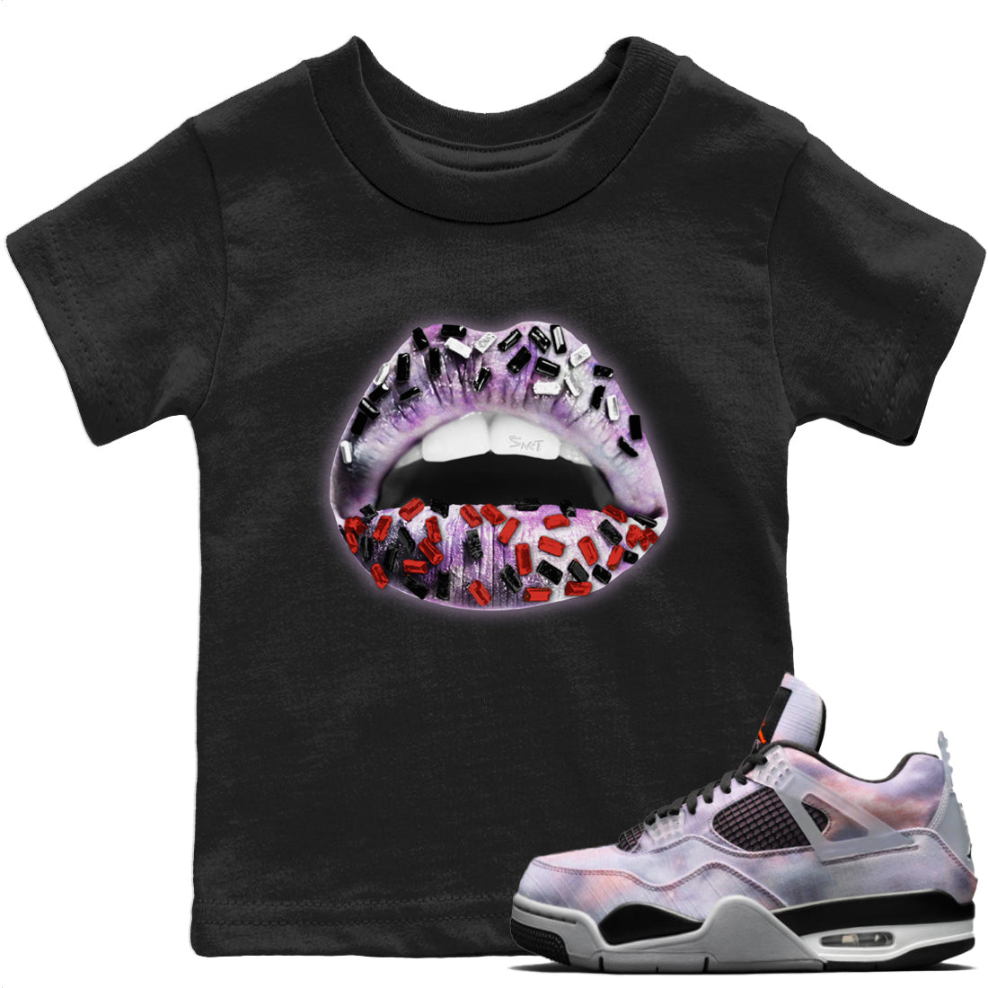 Jordan 4 Zen Master Sneaker Matching T-Shirt Lips Jewel Sneaker Tees Jordan 4 Zen Master Sneaker Release Tees Kids Shirts
