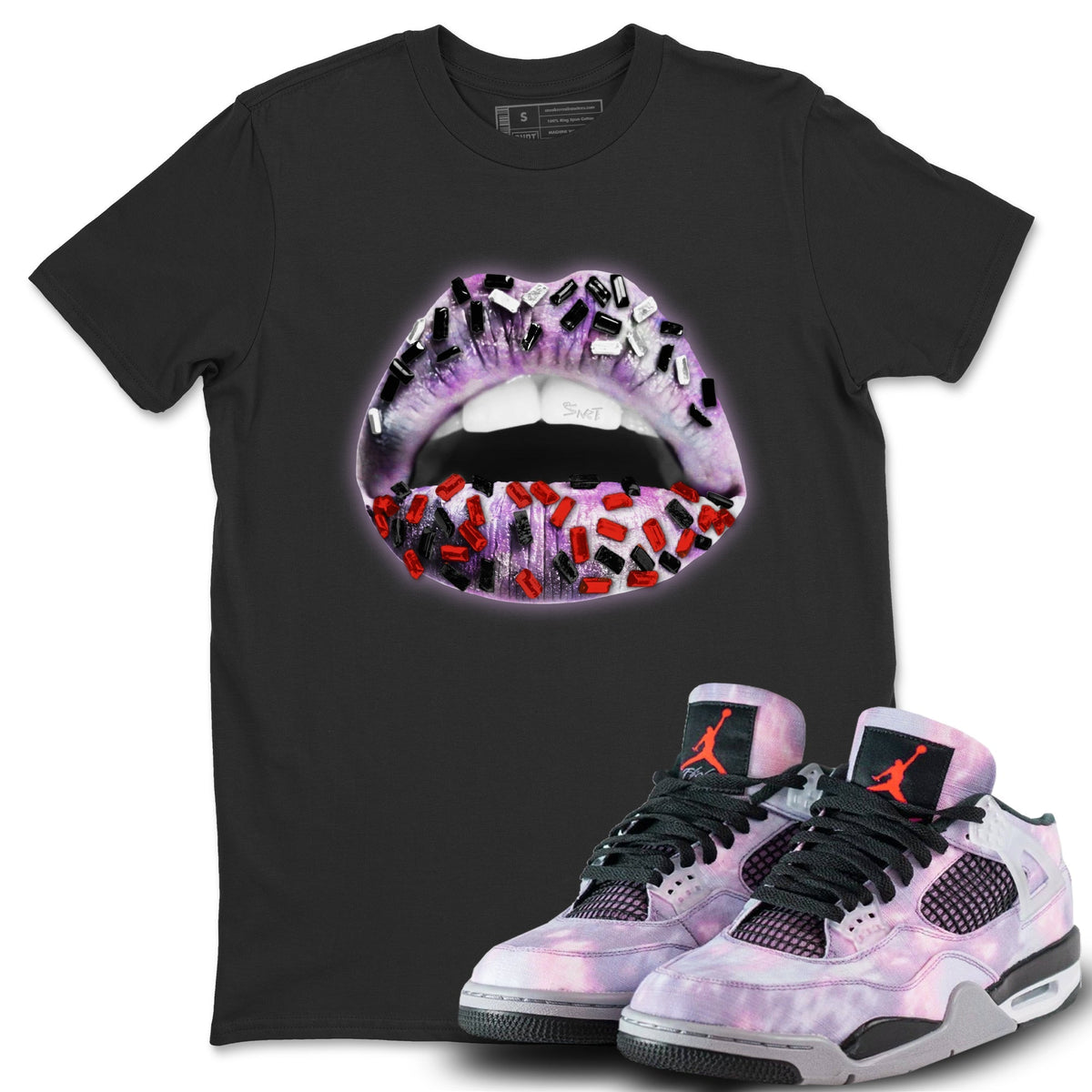 Jordan 4 Zen Master Sneaker Matching T-Shirt Lips Jewel Sneaker Tees Jordan 4 Zen Master Sneaker Release Tees Crew Neck Tees