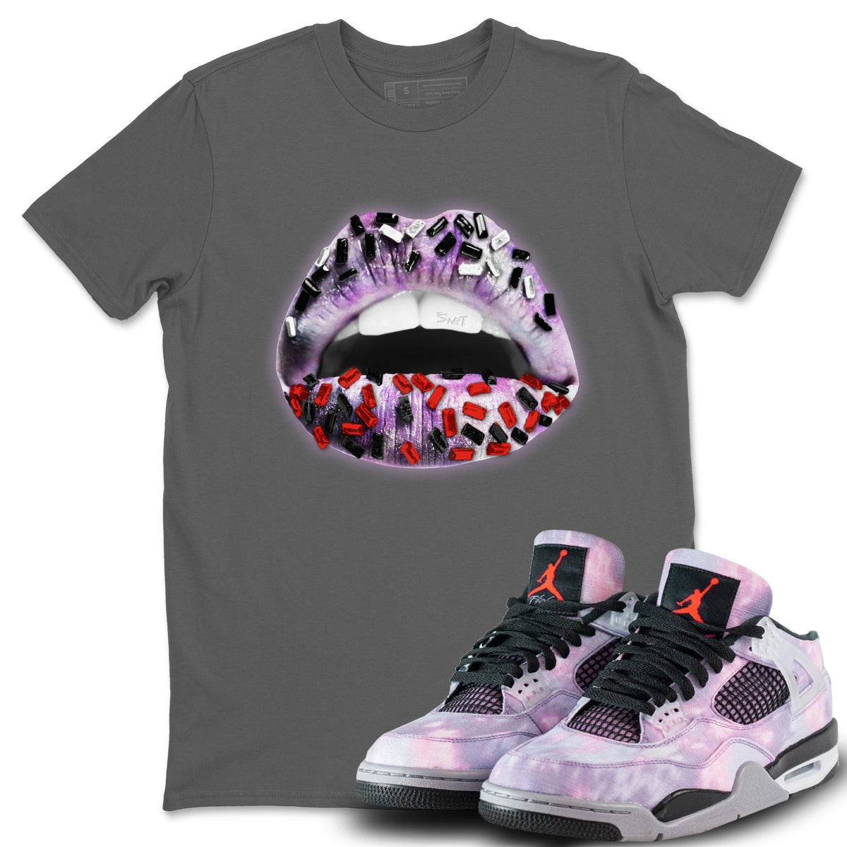 Jordan 4 Zen Master Sneaker Matching T-Shirt Lips Jewel Sneaker Tees Jordan 4 Zen Master Sneaker Release Tees Crew Neck Tees