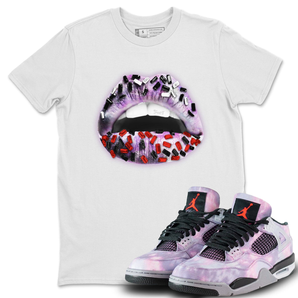 Jordan 4 Zen Master Sneaker Matching T-Shirt Lips Jewel Sneaker Tees Jordan 4 Zen Master Sneaker Release Tees Crew Neck Tees