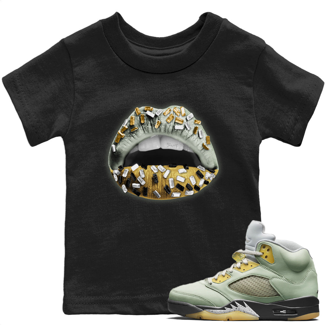 Jordan 5 Jade Horizon Sneaker Matching T-Shirt Lips Jewel Sneaker Tees Jordan 5 Jade Horizon Sneaker Release Tees Kids Shirts