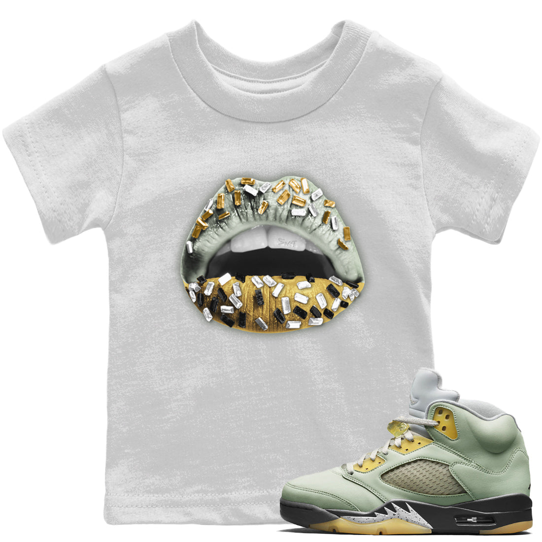 Jordan 5 Jade Horizon Sneaker Matching T-Shirt Lips Jewel Sneaker Tees Jordan 5 Jade Horizon Sneaker Release Tees Kids Shirts