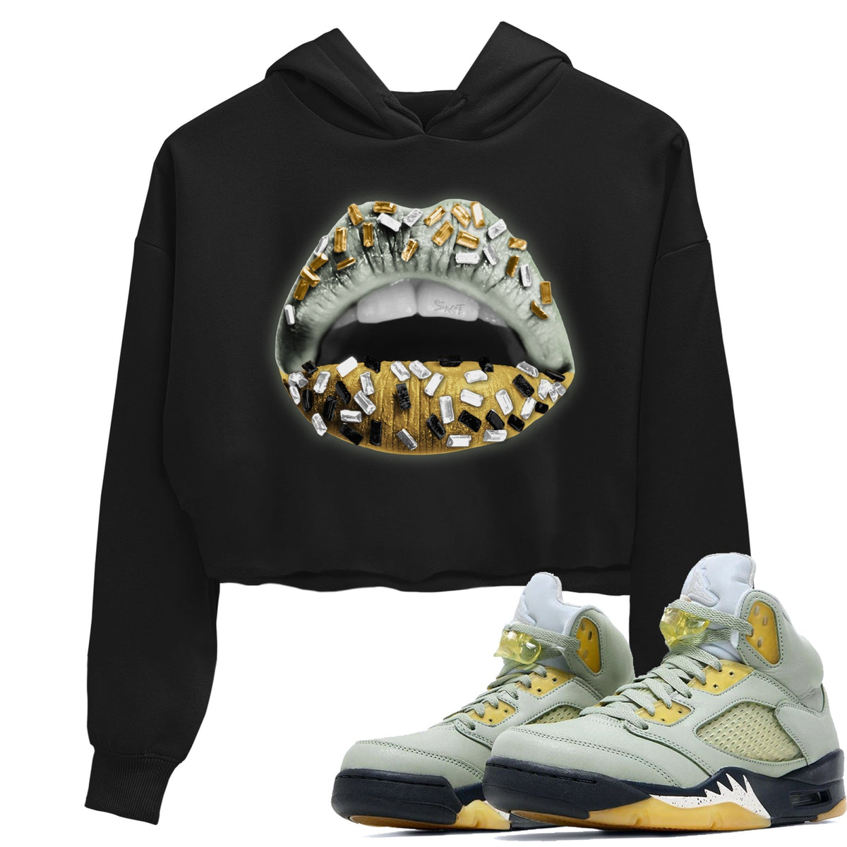 Jordan 5 Jade Horizon Sneaker Matching T-Shirt Lips Jewel Sneaker Tees Jordan 5 Jade Horizon Sneaker Release Tees Women's Shirts