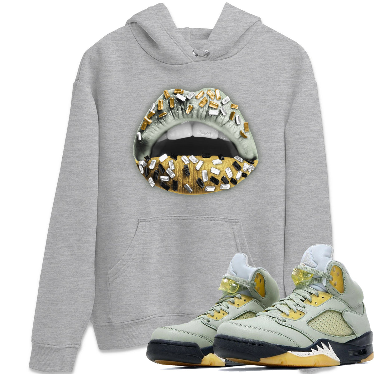 Jordan 5 Jade Horizon Sneaker Matching T-Shirt Lips Jewel Sneaker Tees Jordan 5 Jade Horizon Sneaker Release Tees Crew Neck Tees