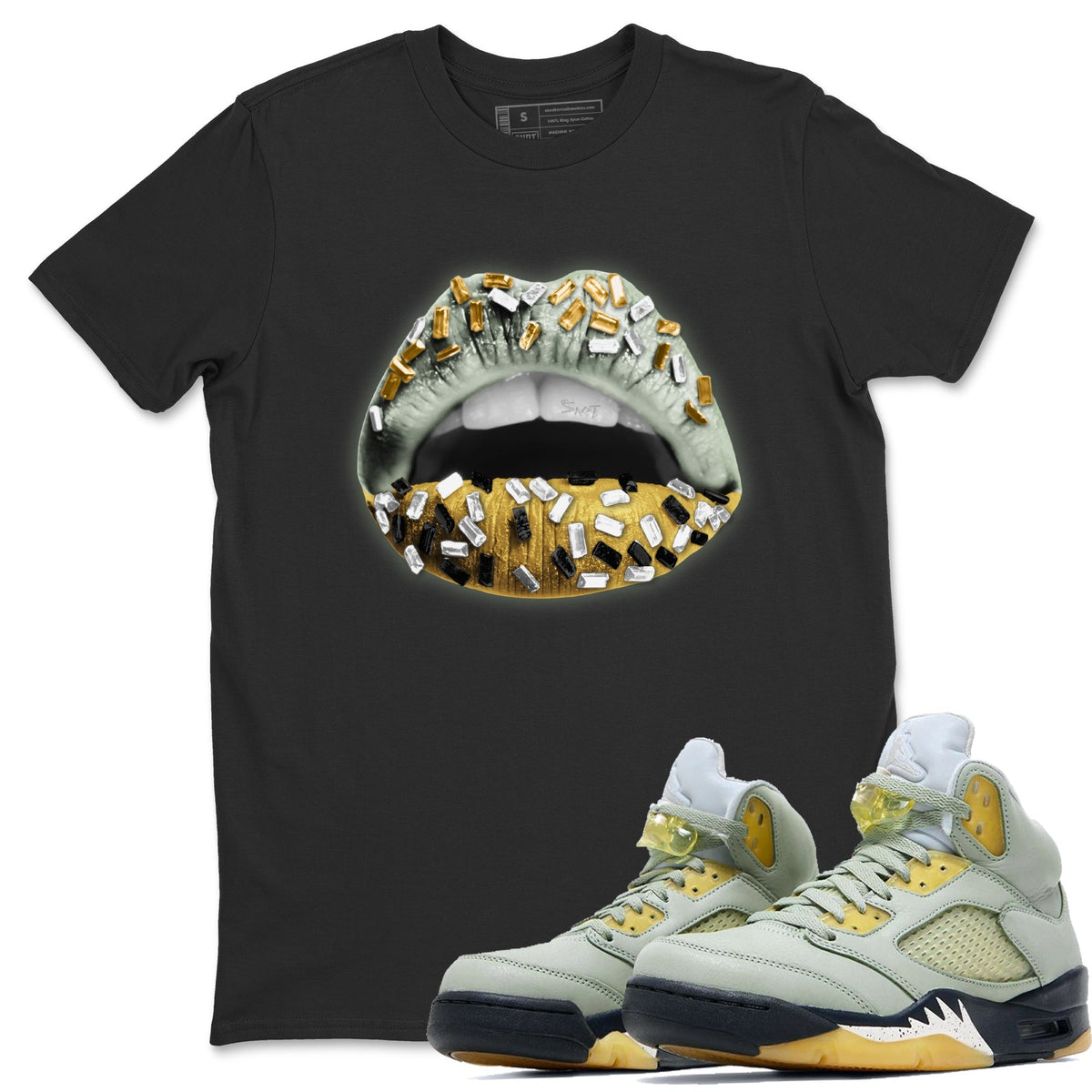 Jordan 5 Jade Horizon Sneaker Matching T-Shirt Lips Jewel Sneaker Tees Jordan 5 Jade Horizon Sneaker Release Tees Crew Neck Tees