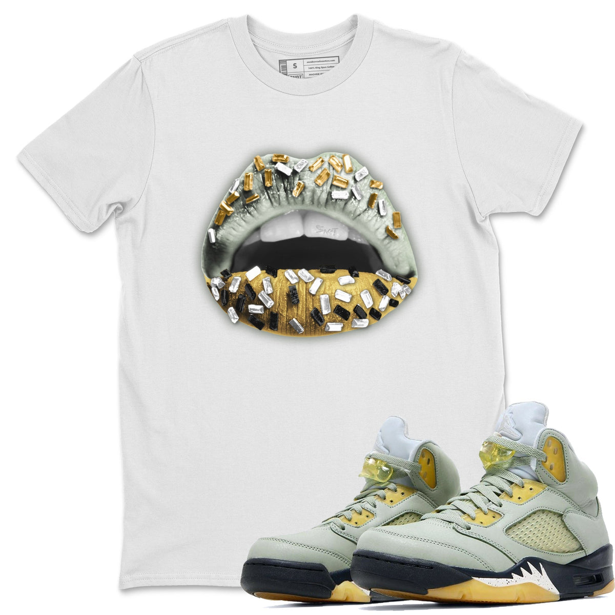 Jordan 5 Jade Horizon Sneaker Matching T-Shirt Lips Jewel Sneaker Tees Jordan 5 Jade Horizon Sneaker Release Tees Crew Neck Tees