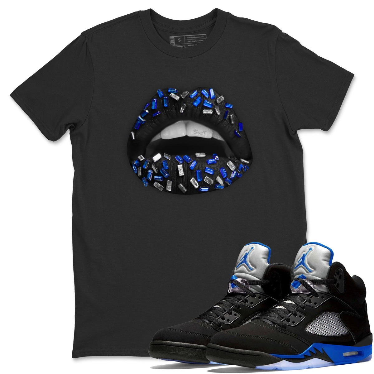 Lips Jewel Unisex Shirts - Air Jordan 5 Racer Blue