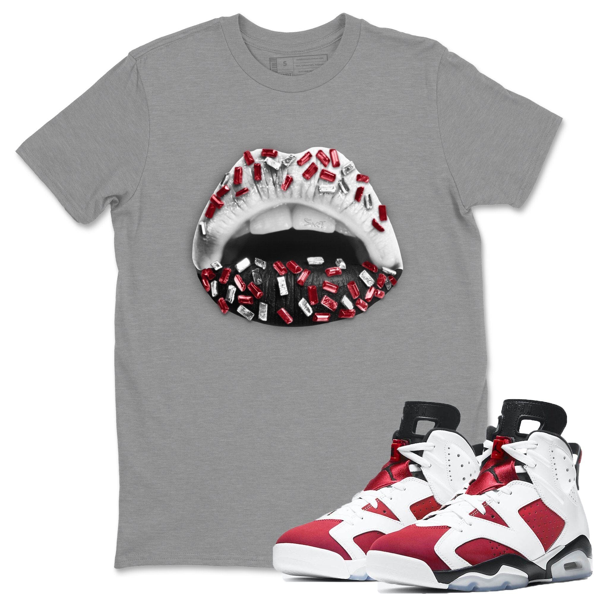 Jordan 6 Carmine Shirt To Match Jordans Lips Jewel Sneaker Tees Jordan 6 Carmine Drip Gear Zone Sneaker Matching Clothing Unisex Shirts