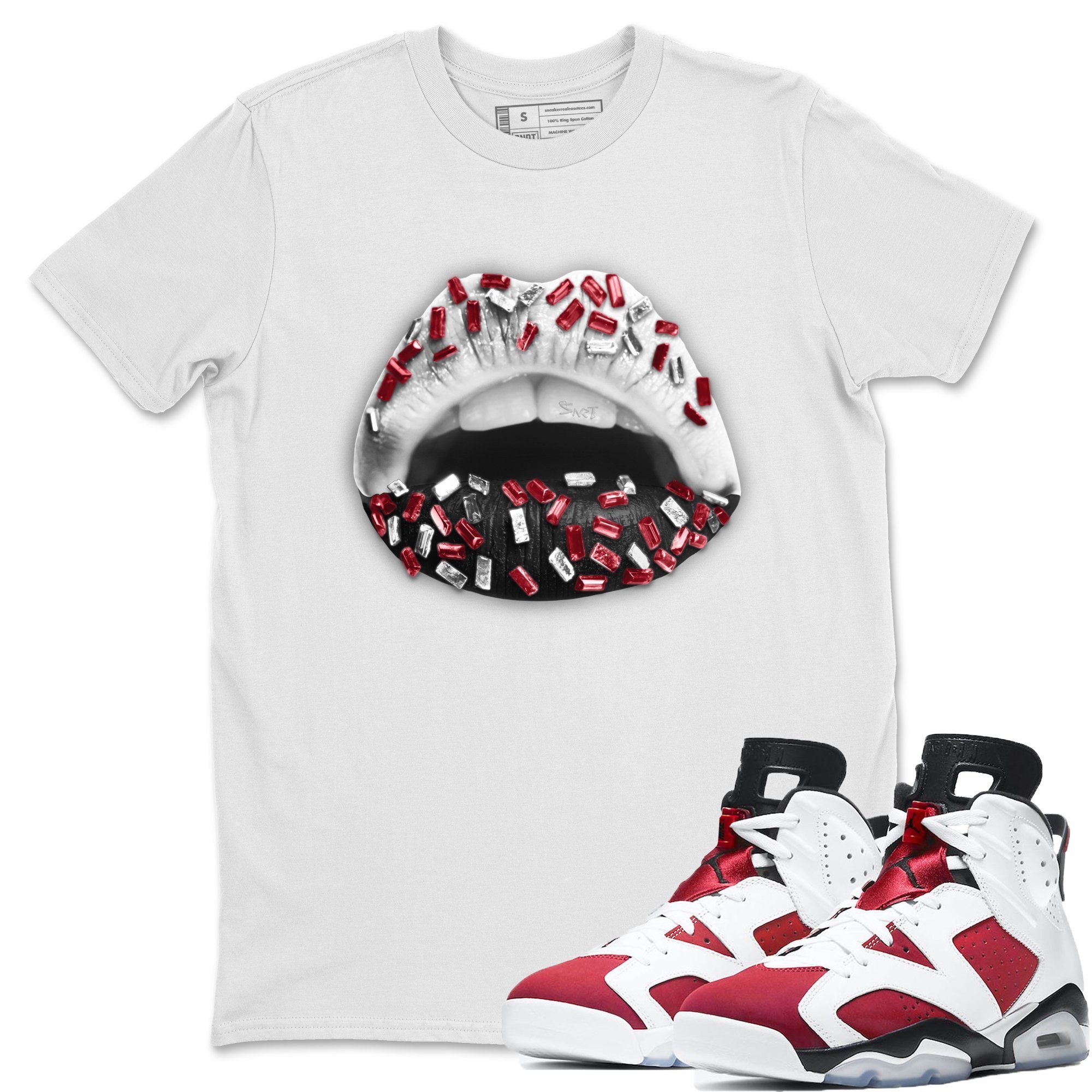 Jordan 6 Carmine Shirt To Match Jordans Lips Jewel Sneaker Tees Jordan 6 Carmine Drip Gear Zone Sneaker Matching Clothing Unisex Shirts