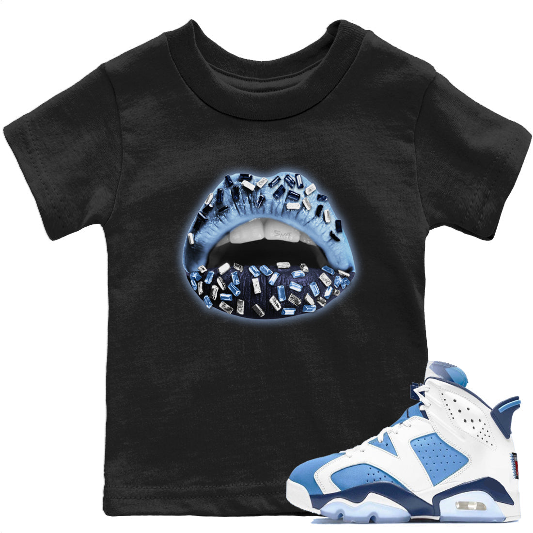 Jordan 6 UNC Shirt To Match Jordans Lips Jewel Sneaker Tees Jordan 6 UNC Drip Gear Zone Sneaker Matching Clothing Kids Shirts
