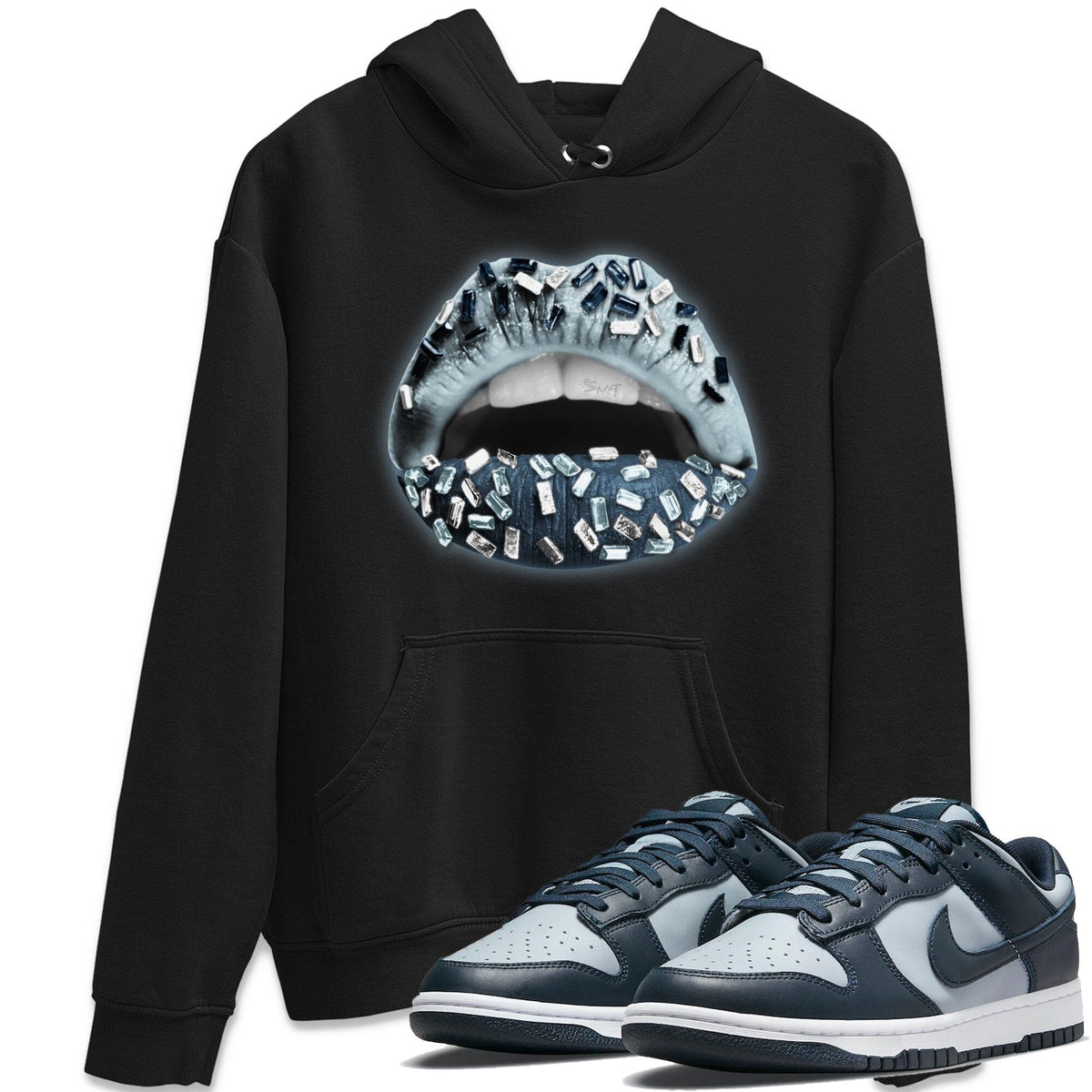 Dunk championship Grey Sneaker Match Tees Lips Jewel Sneaker Tees Dunk championship Grey Jordan to match sneaker T-Shirt Crew Neck Shirts