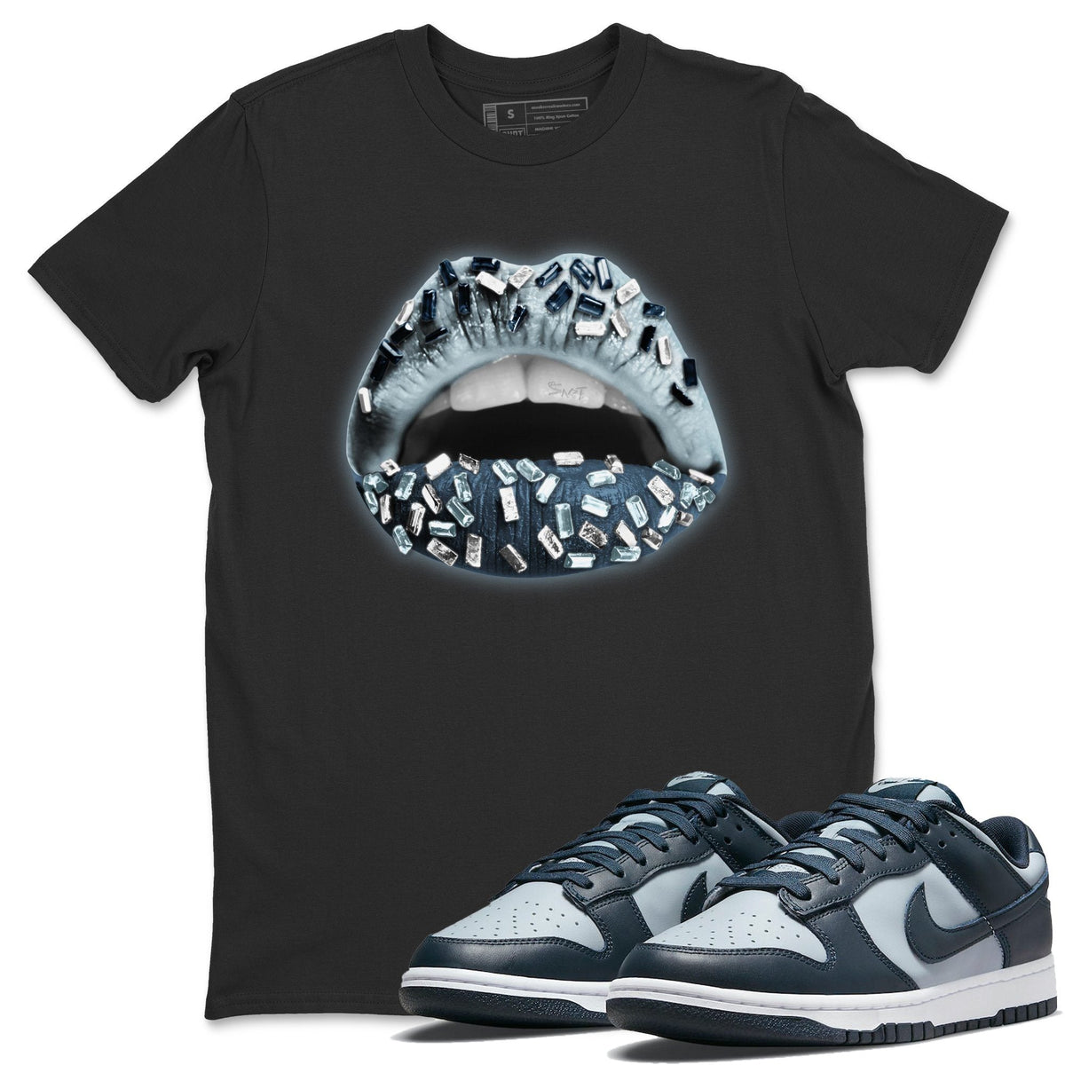 Dunk championship Grey Sneaker Match Tees Lips Jewel Sneaker Tees Dunk championship Grey Jordan to match sneaker T-Shirt Crew Neck Shirts