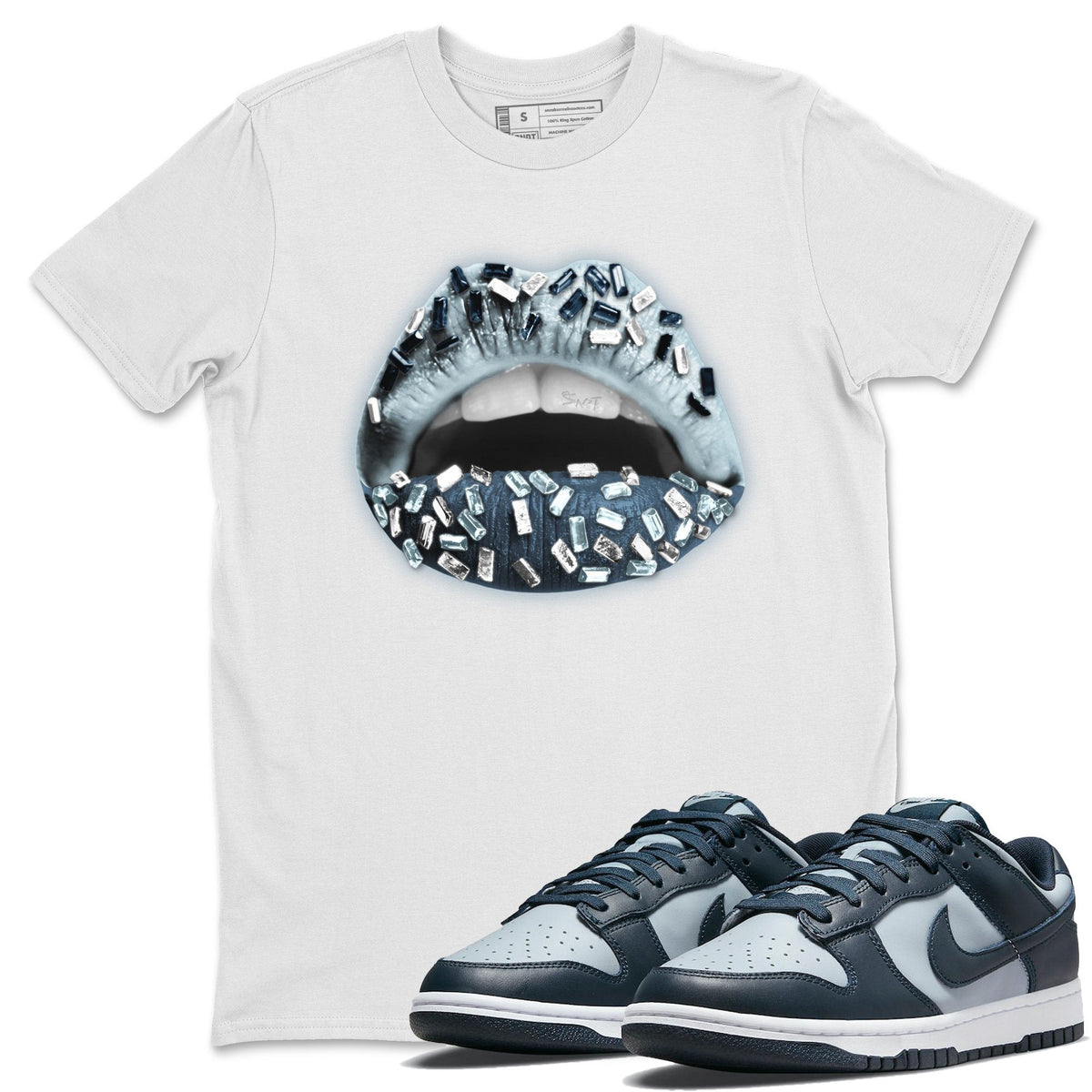 Dunk championship Grey Sneaker Match Tees Lips Jewel Sneaker Tees Dunk championship Grey Jordan to match sneaker T-Shirt Crew Neck Shirts