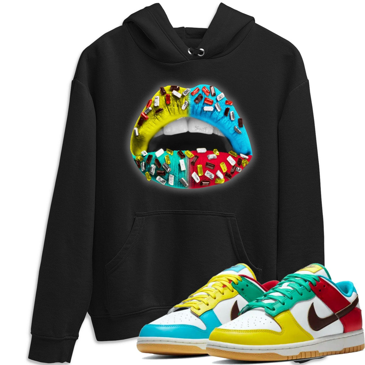 Dunk Free 99 White Sneaker Match Tees Lips Jewel Sneaker Tees Dunk Free 99 White Jordan to match sneaker T-Shirt Crew Neck Shirts