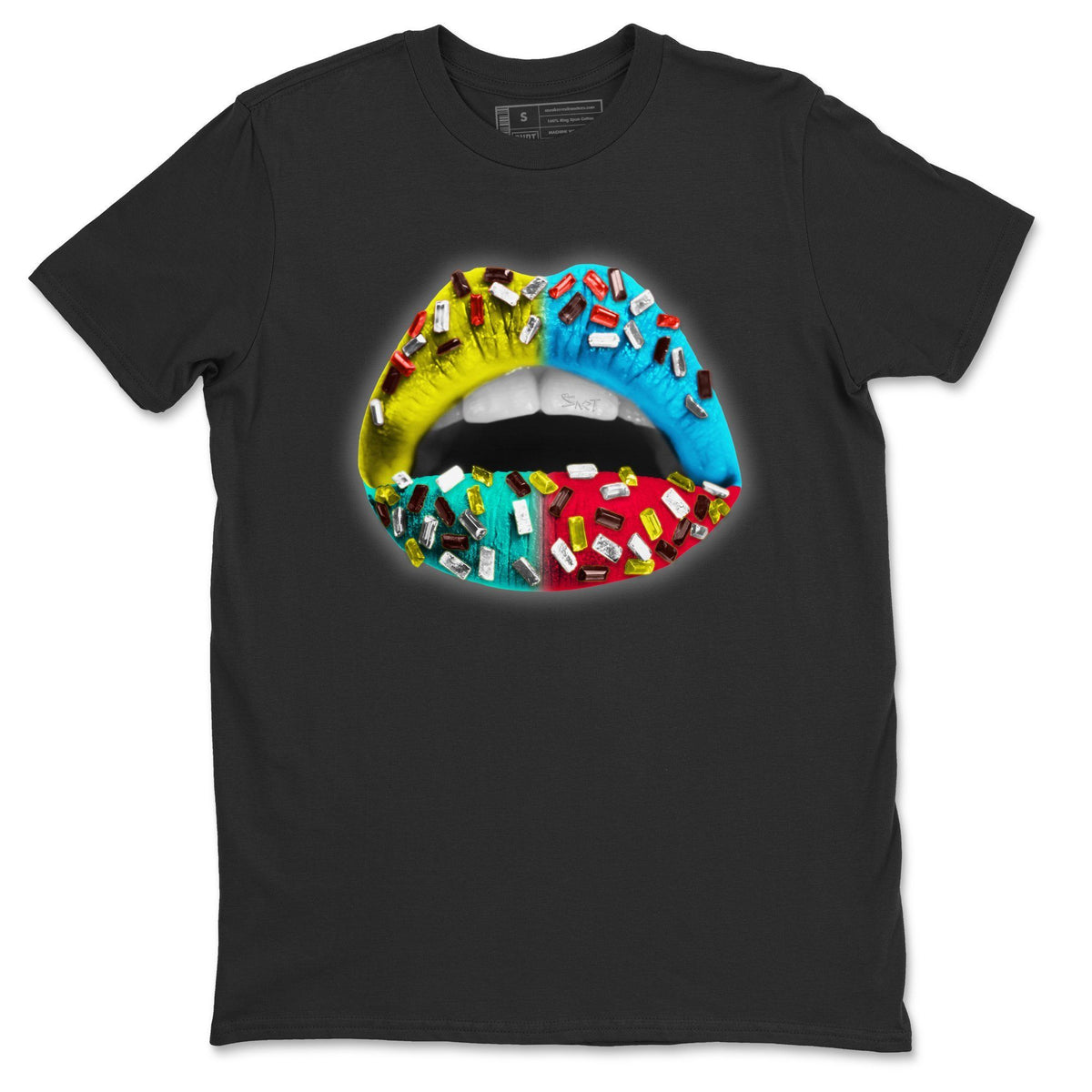 Dunk Free 99 White Sneaker Match Tees Lips Jewel Sneaker Tees Dunk Free 99 White Jordan to match sneaker T-Shirt Crew Neck Shirts