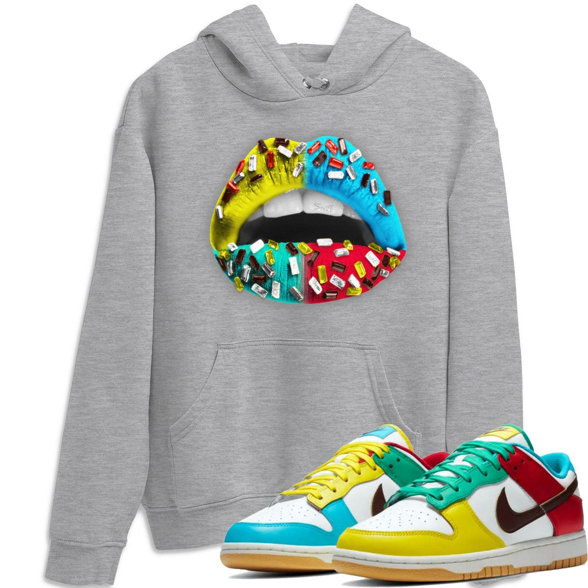 Dunk Free 99 White Sneaker Match Tees Lips Jewel Sneaker Tees Dunk Free 99 White Jordan to match sneaker T-Shirt Crew Neck Shirts