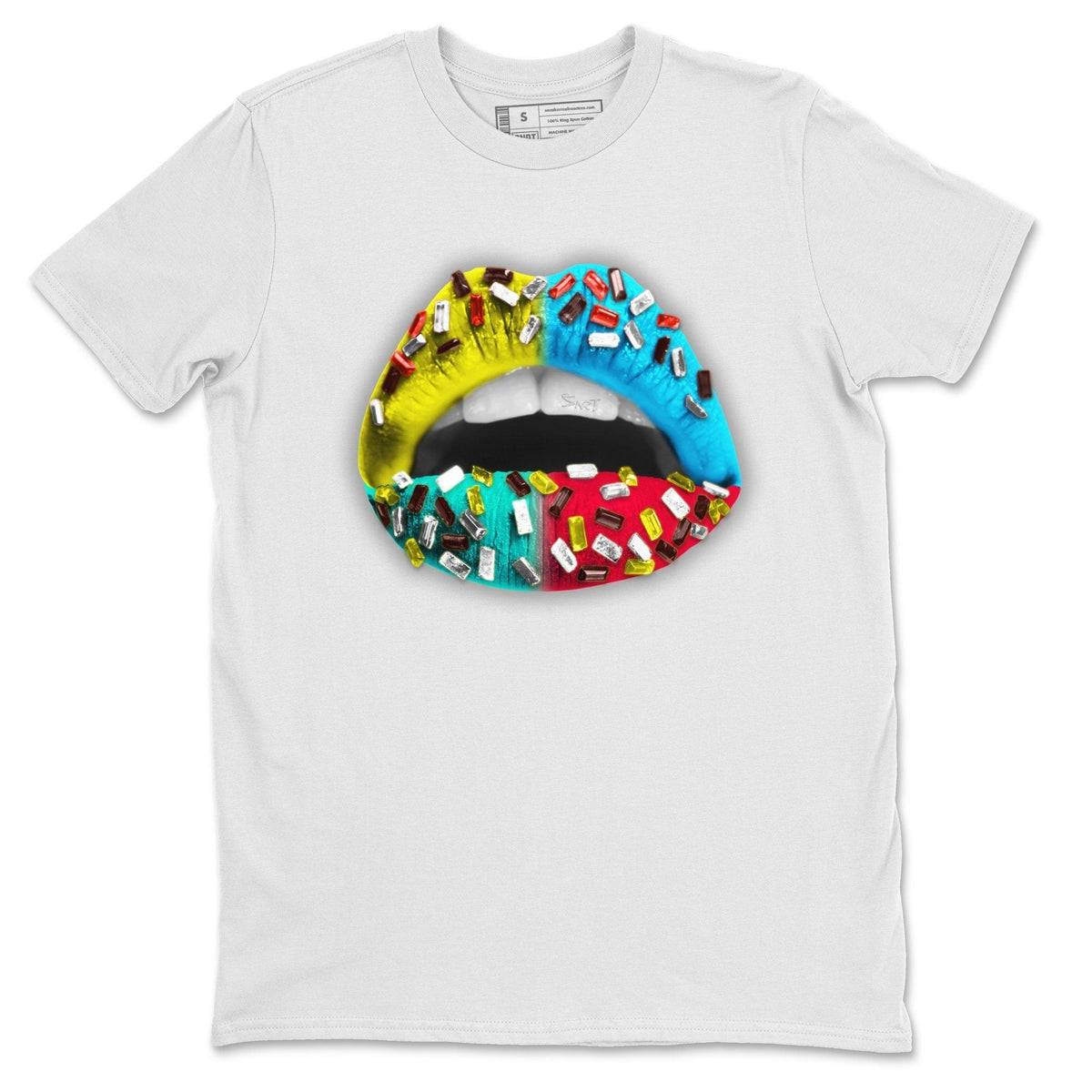 Dunk Free 99 White Sneaker Match Tees Lips Jewel Sneaker Tees Dunk Free 99 White Jordan to match sneaker T-Shirt Crew Neck Shirts