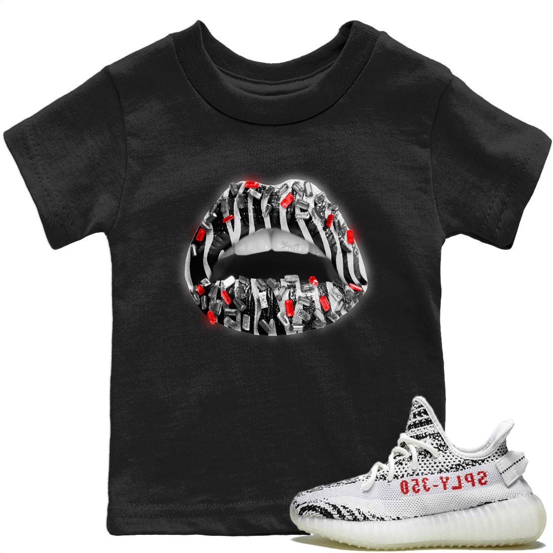 Yeezy 350 Zebra Shirt To Match Jordans Lips Jewel Sneaker Tees Yeezy 350 Zebra Drip Gear Zone Sneaker Matching Clothing Kids Shirts
