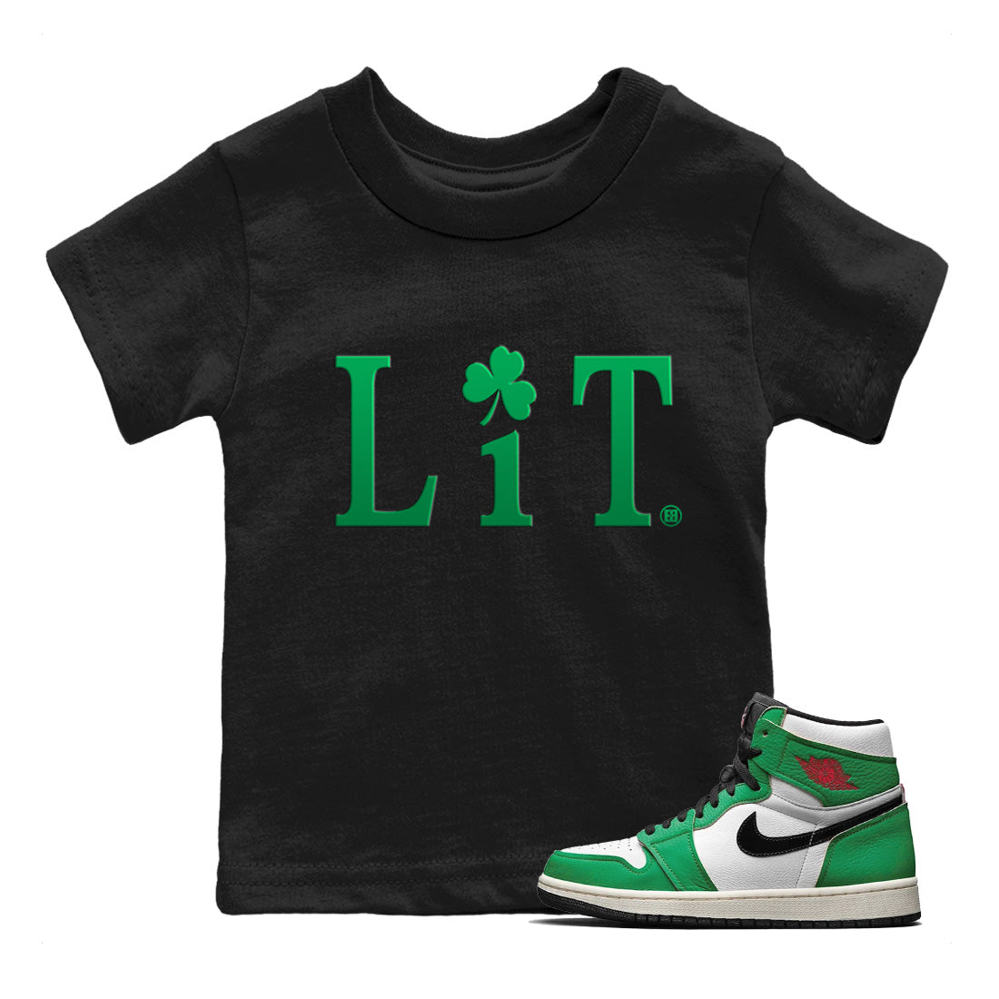 Jordan 1 Lucky Green Sneaker Matching T-Shirt Lit Sneaker Tees Jordan 1 Lucky Green Sneaker Release Tees Kids Shirts